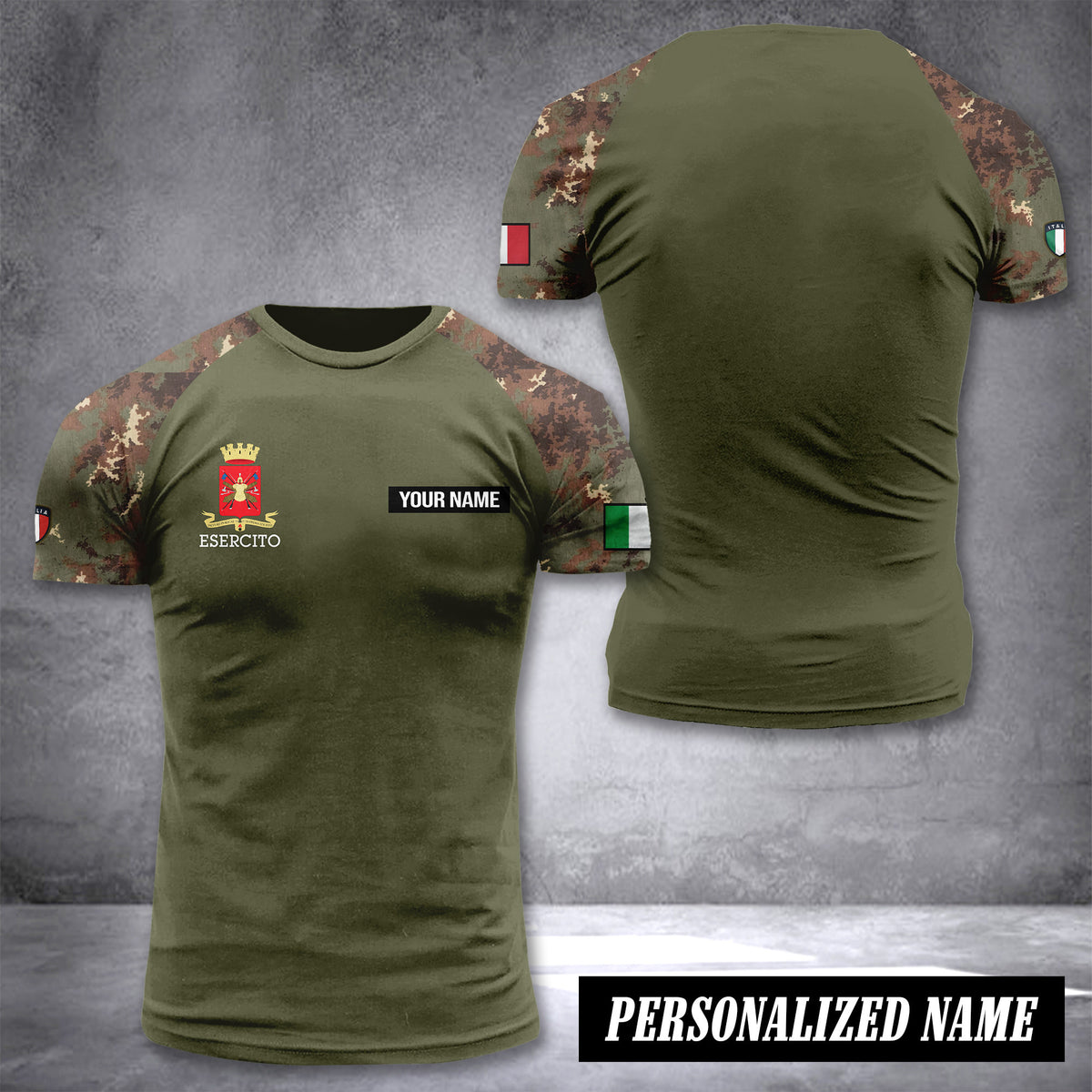 Italy army customize T-shirt back camo