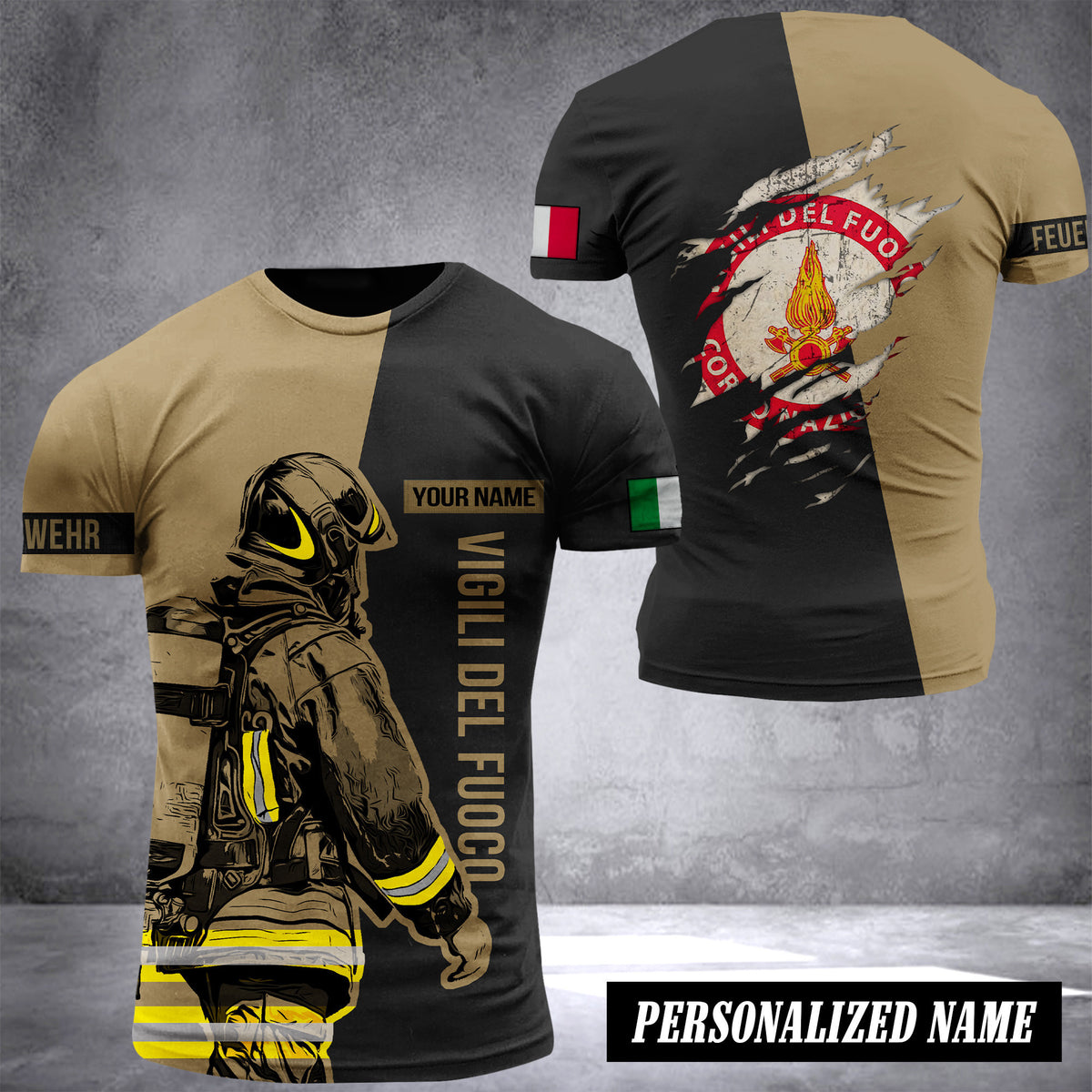 Firefighter Italy customize T-shirt back 197