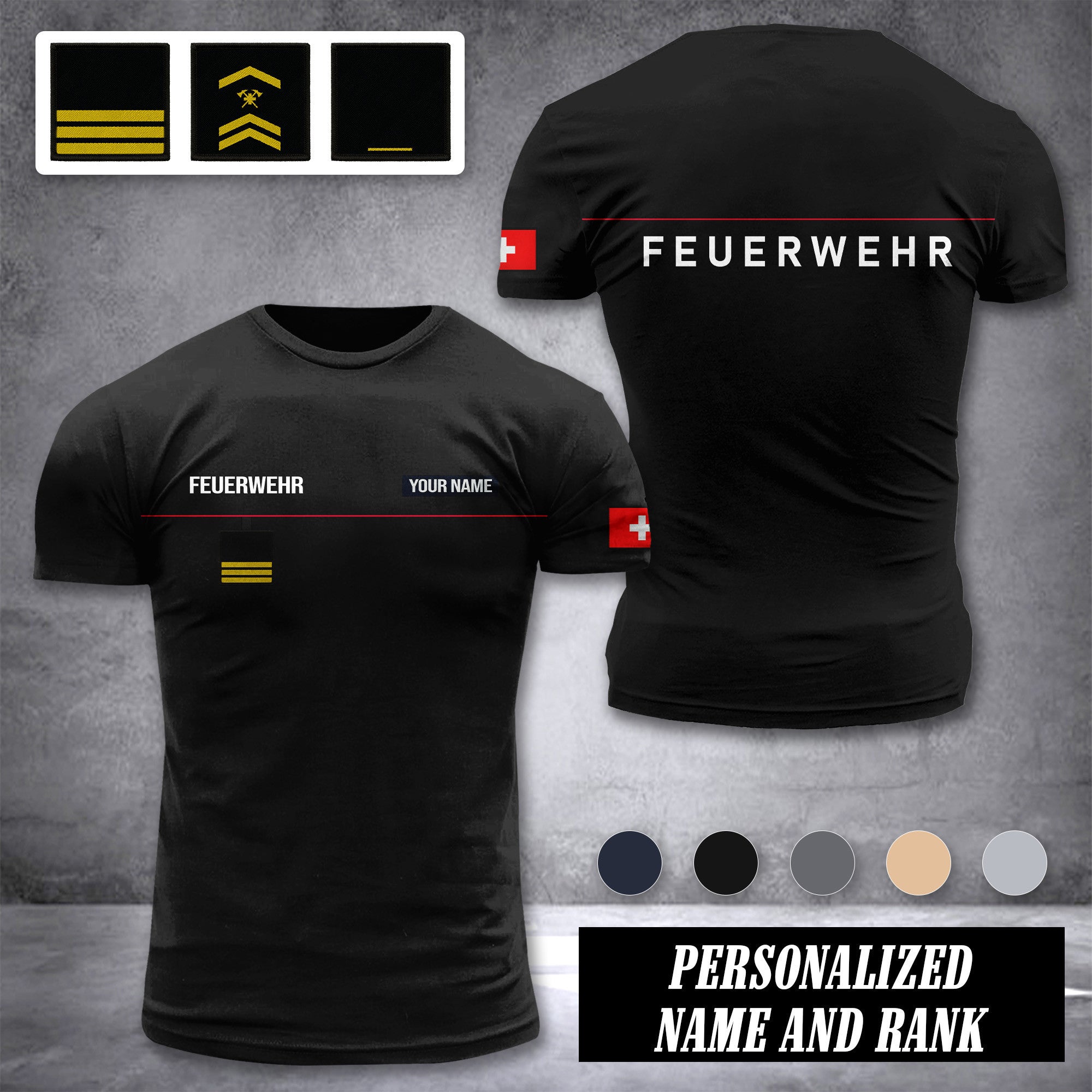 Firefighter Switzerland customize ranking T-shirt 276