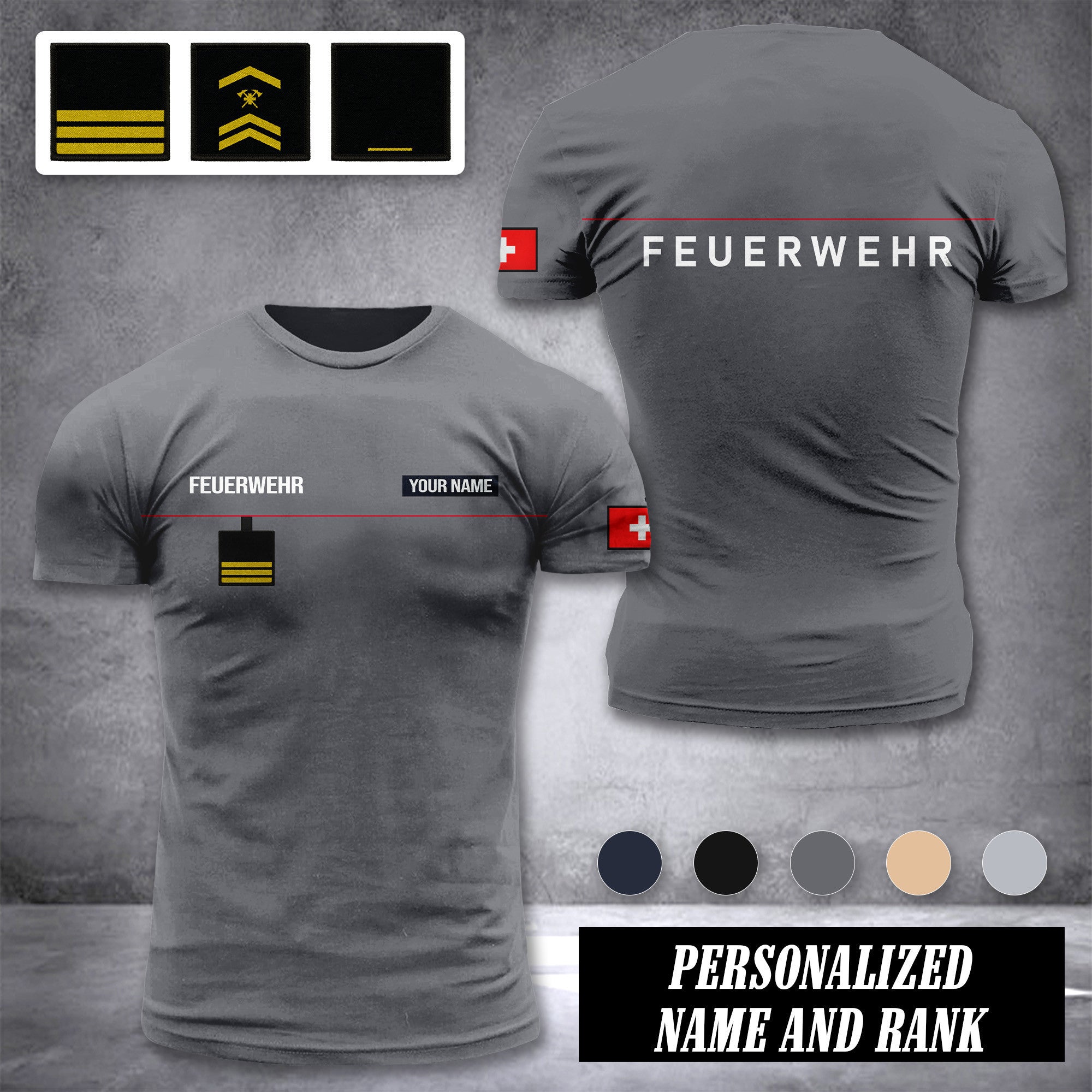 Firefighter Switzerland customize ranking T-shirt 276