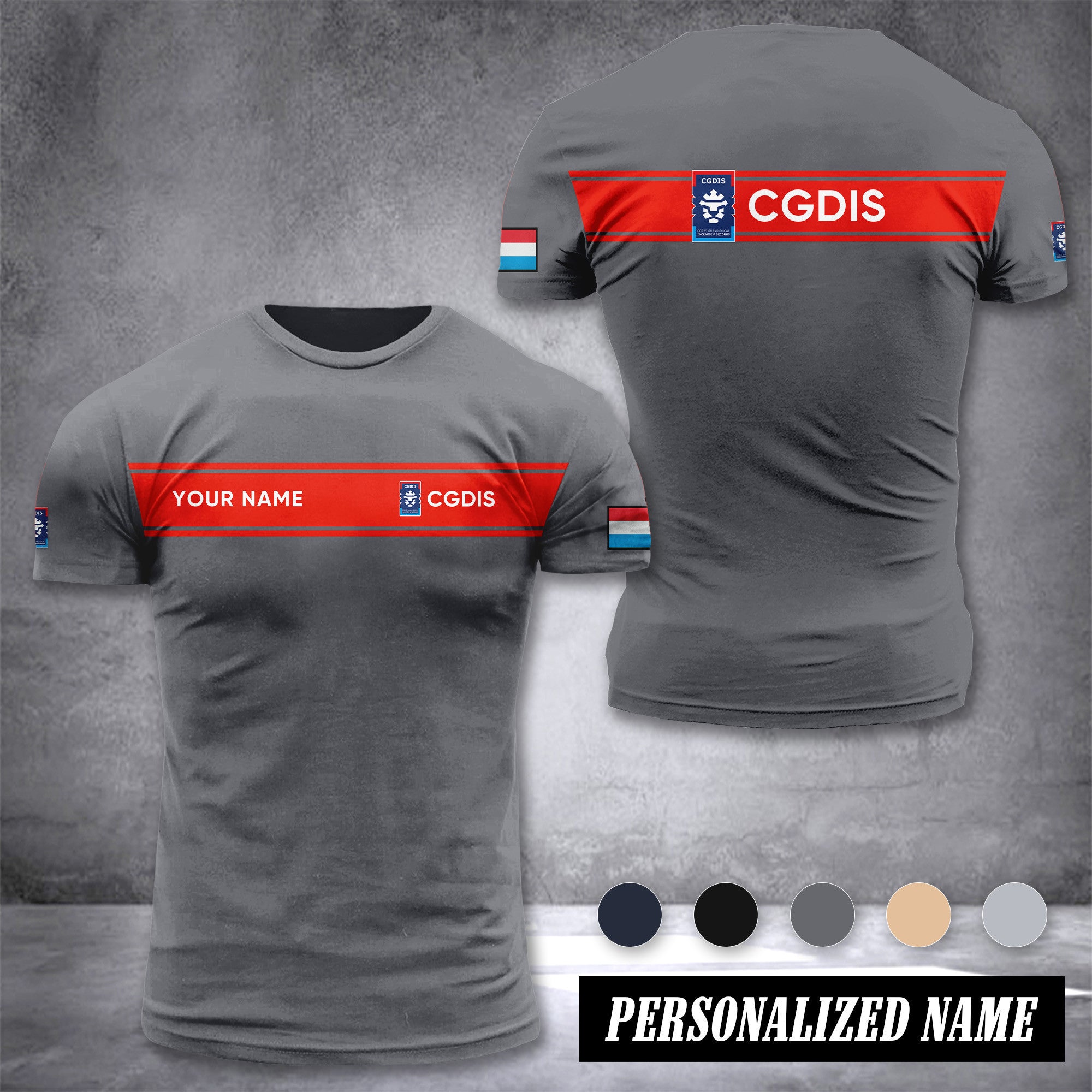 Firefighter Luxembourg customize ranking T-shirt 2762