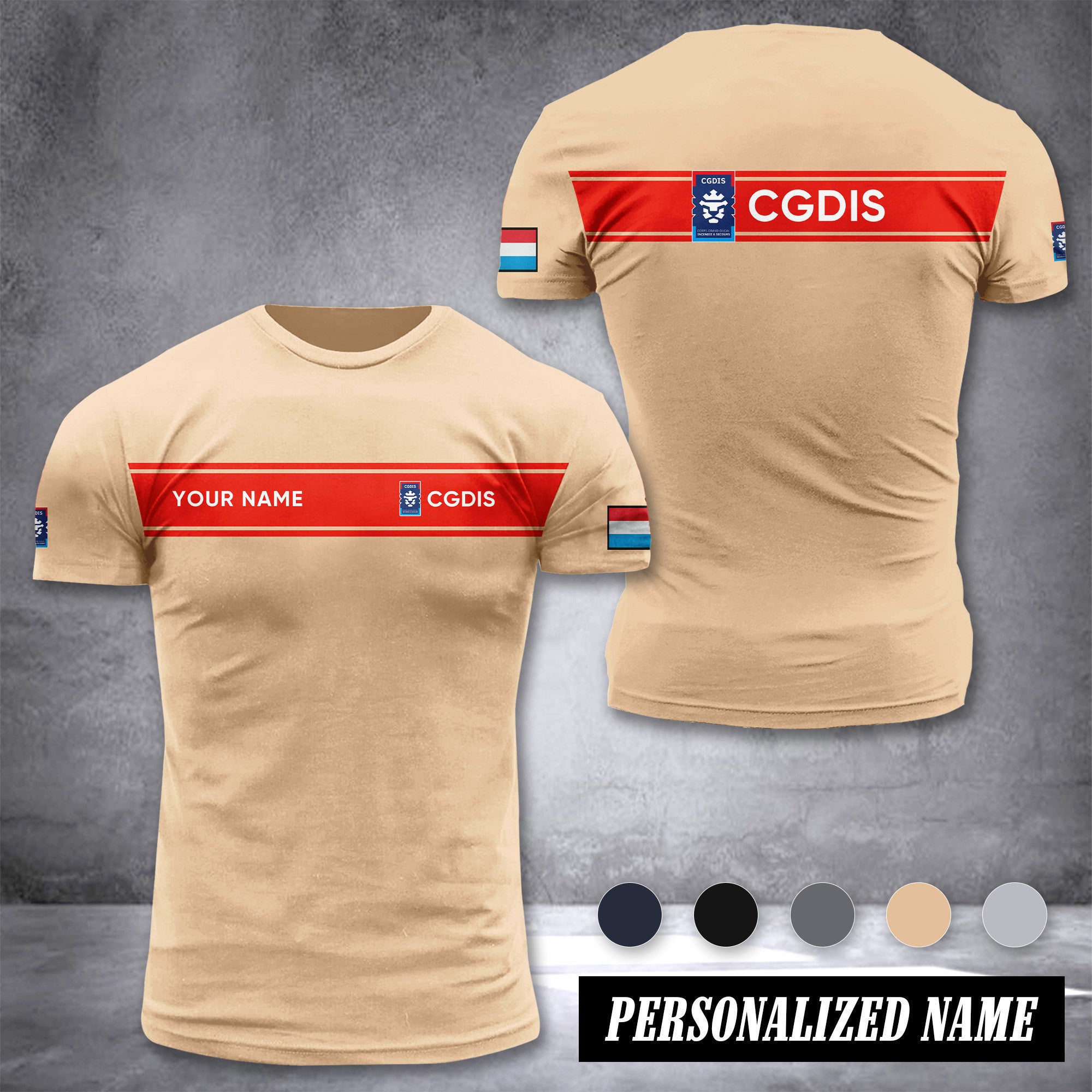 Firefighter Luxembourg customize ranking T-shirt 2762
