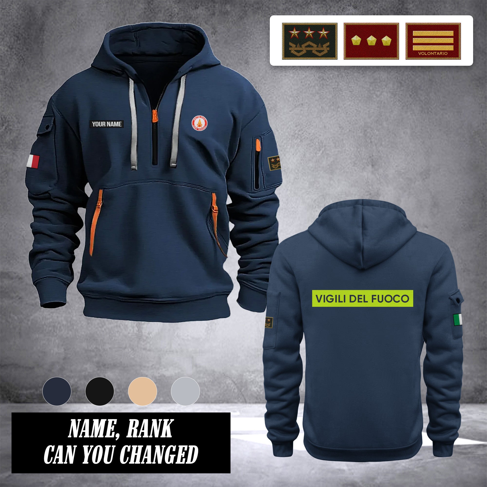Firefighter Italy customize Hoodie Half Zipper Ranking