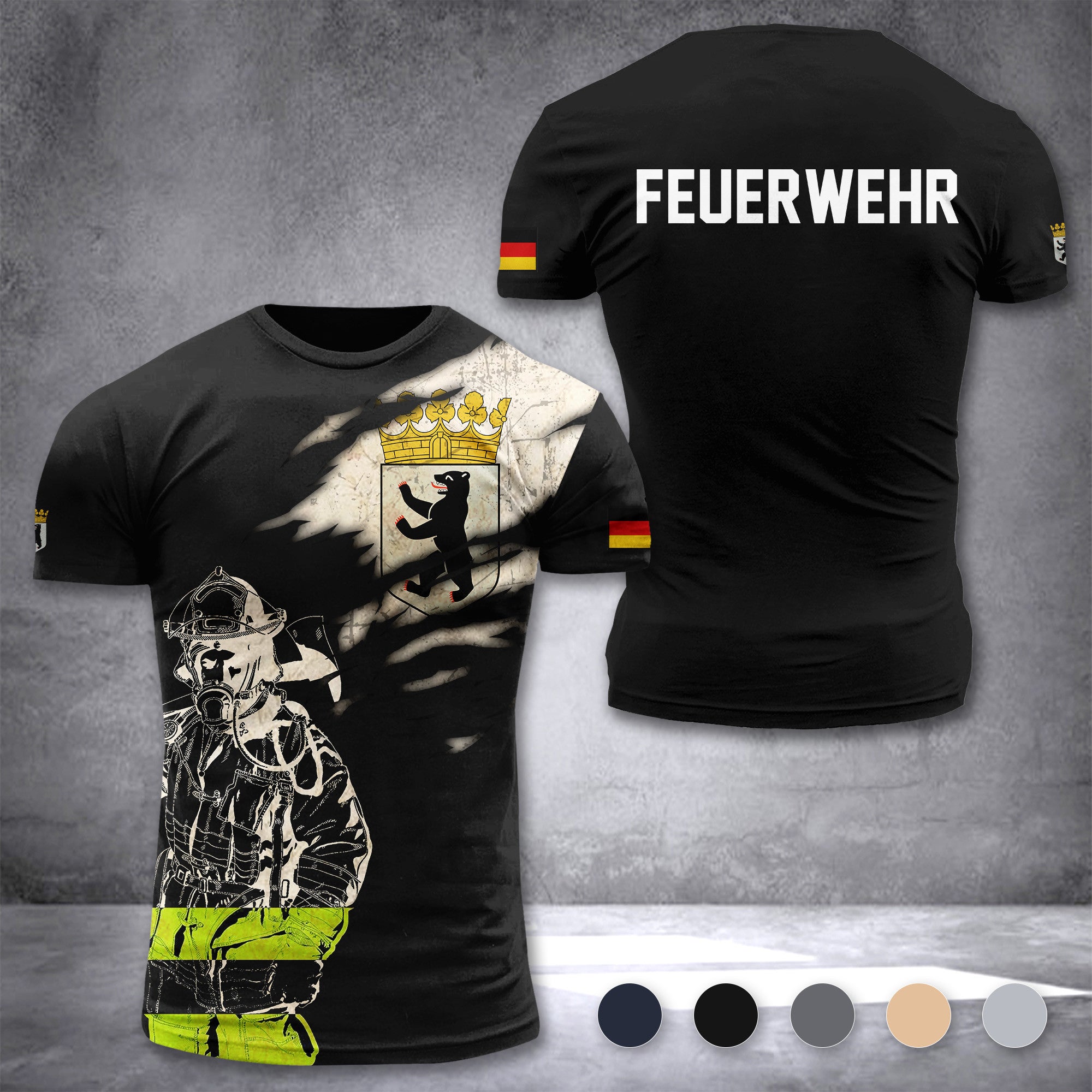 Firefighter Berlin Germany customize T-shirt 3d 297