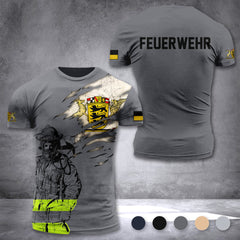 Firefighter Baden-Württemberg Germany customize T-shirt 3d 297