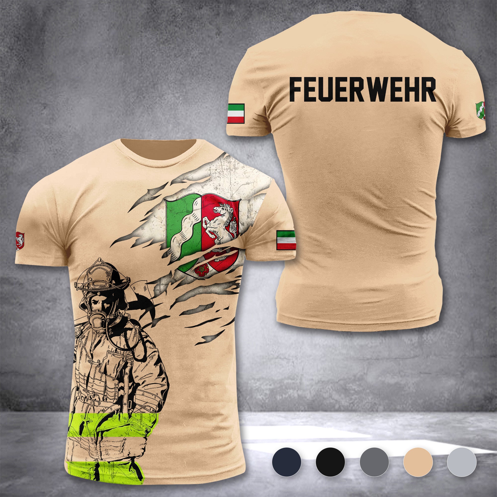 Firefighter Nordrhein-Westfalen Germany customize T-shirt 3d 297