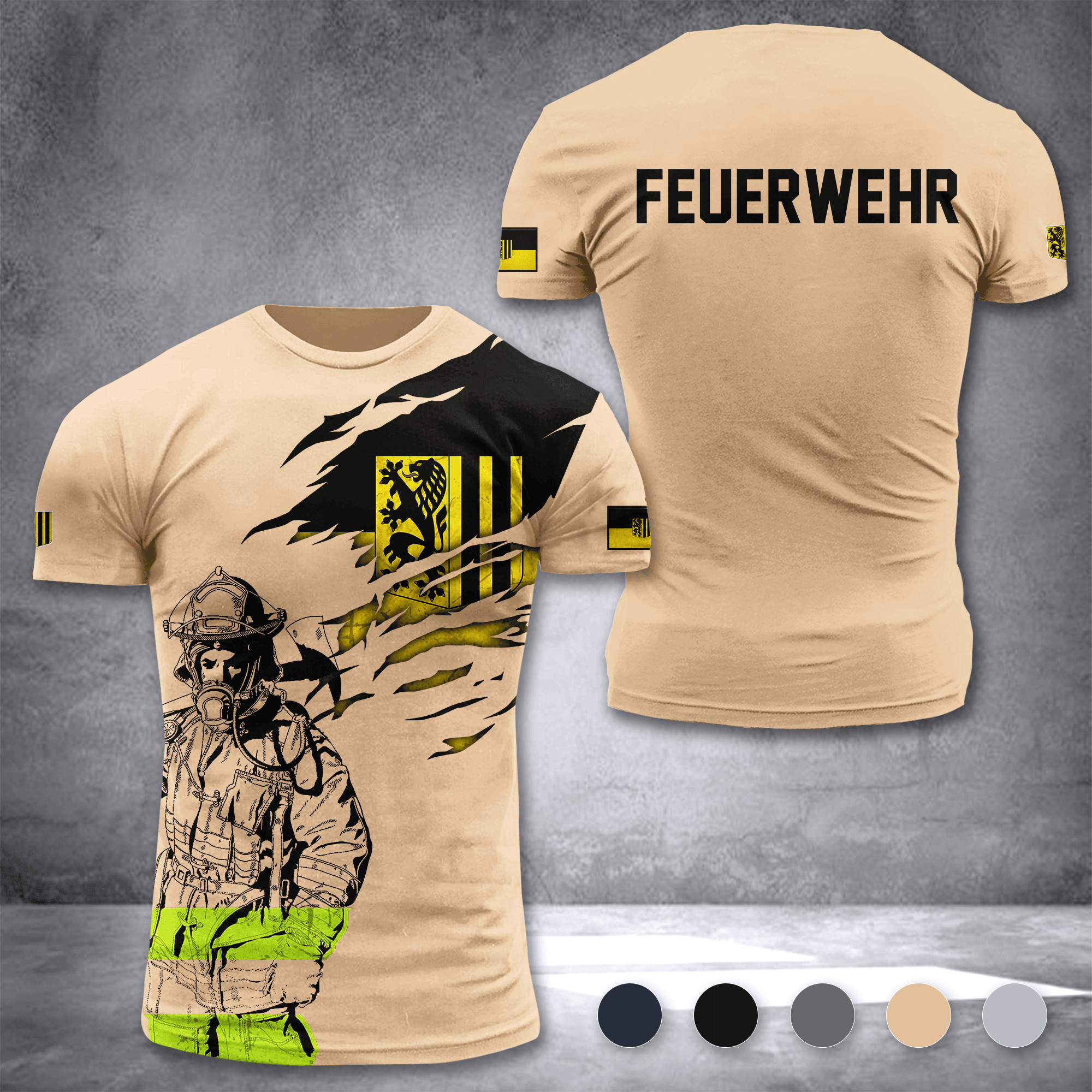 Firefighter Dresden Germany customize T-shirt 3d 297