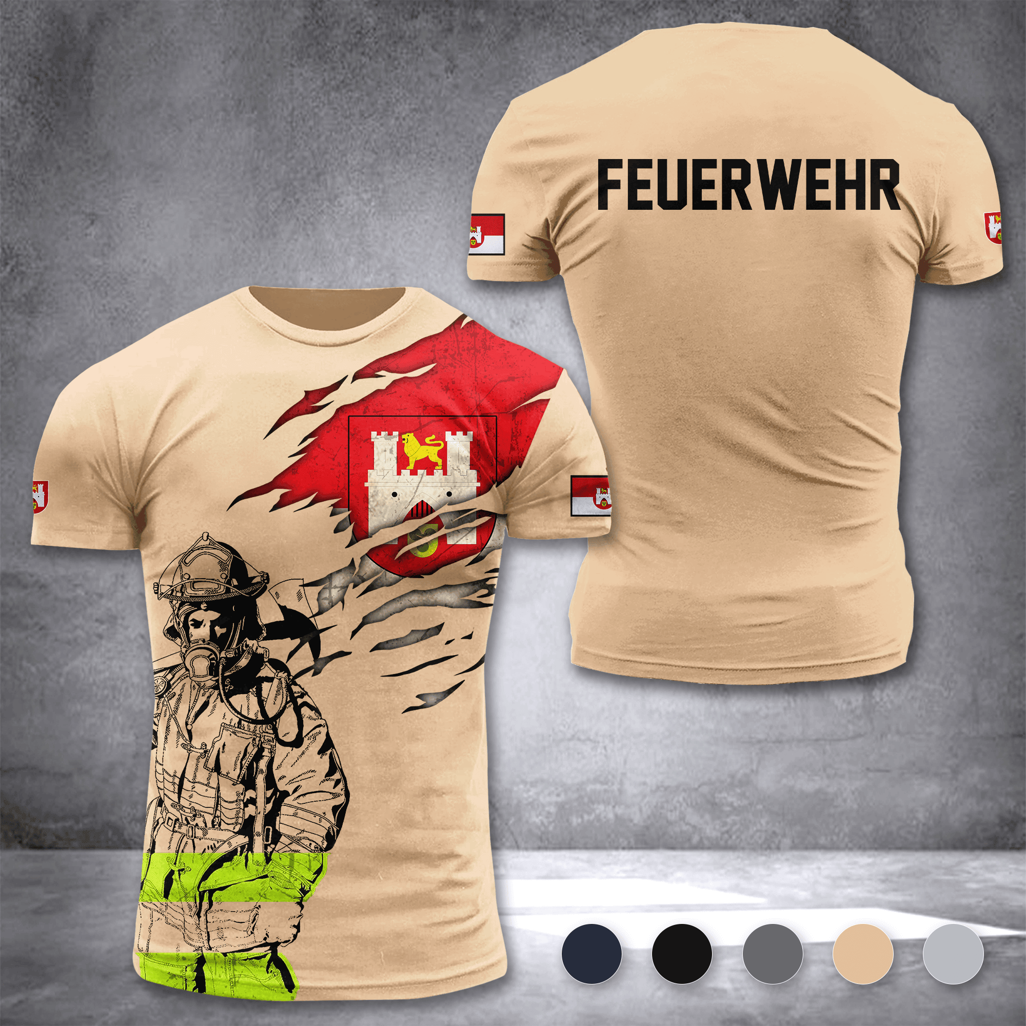 Firefighter Hannover Germany customize T-shirt 3d 297