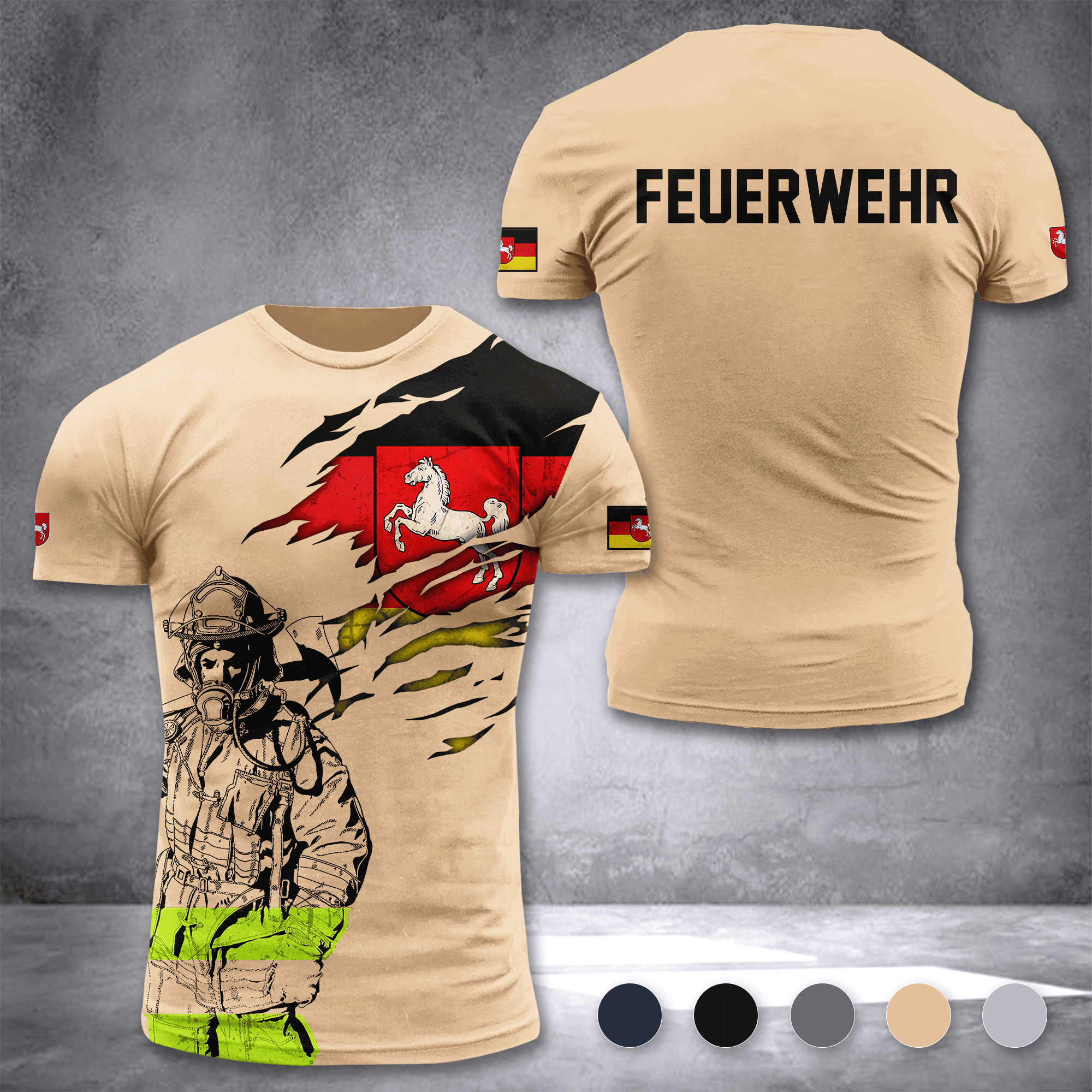 Firefighter Lower Saxony Germany customize T-shirt 3d 297