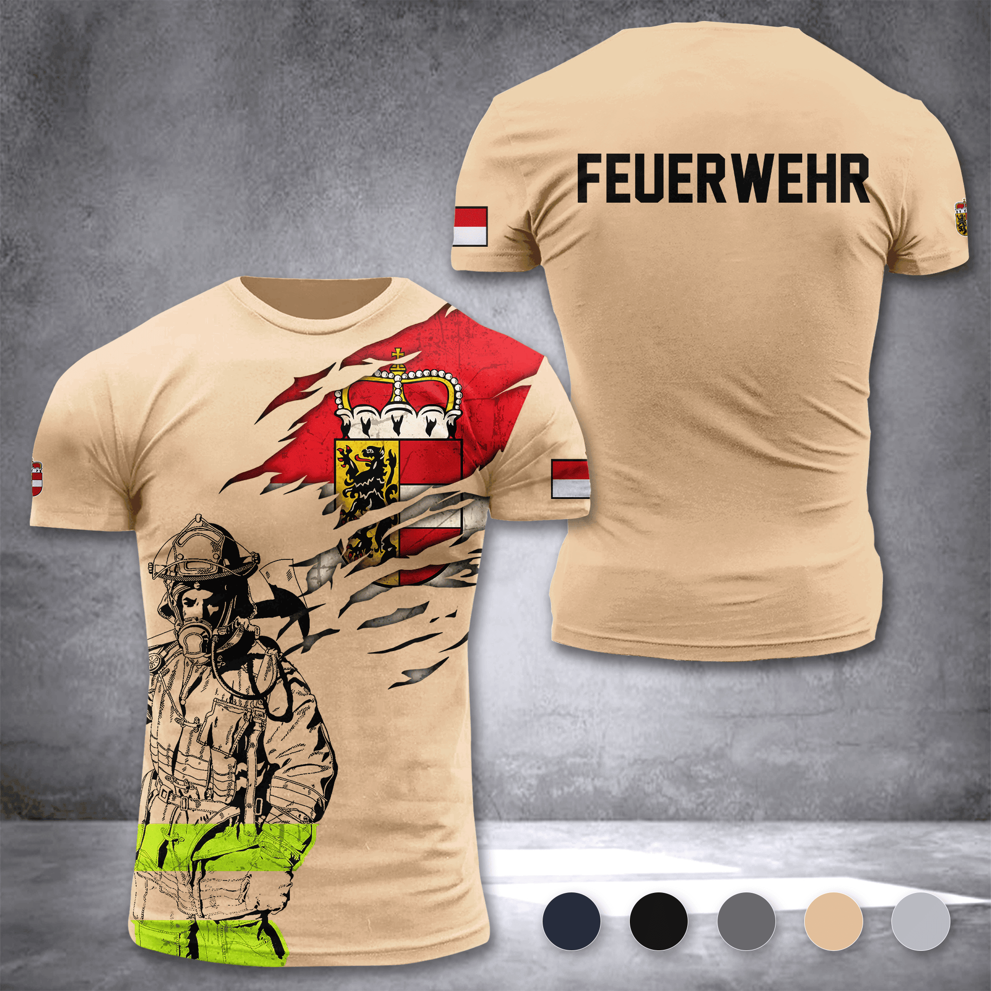 Firefighter Salzburg Austria customize T-shirt 3d 297