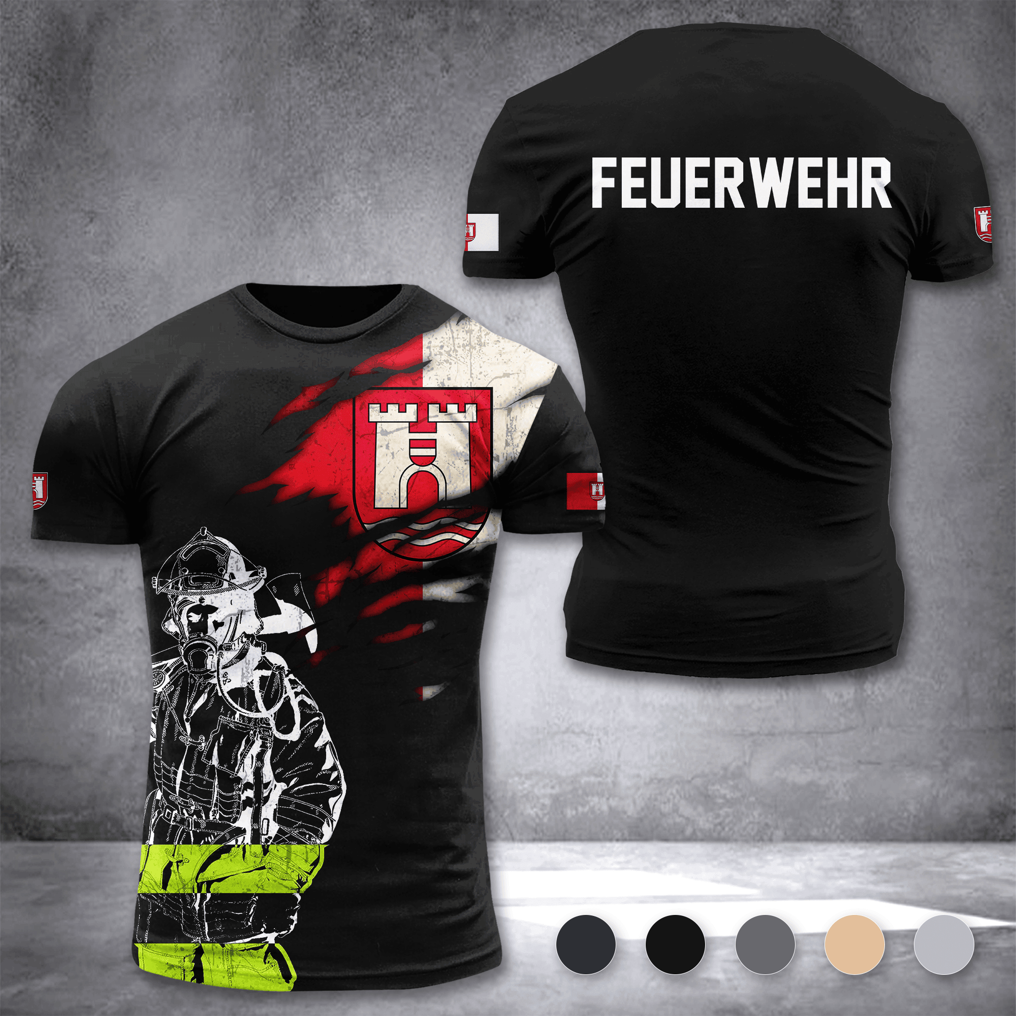 Firefighter Linz Austria customize T-shirt 3d 297