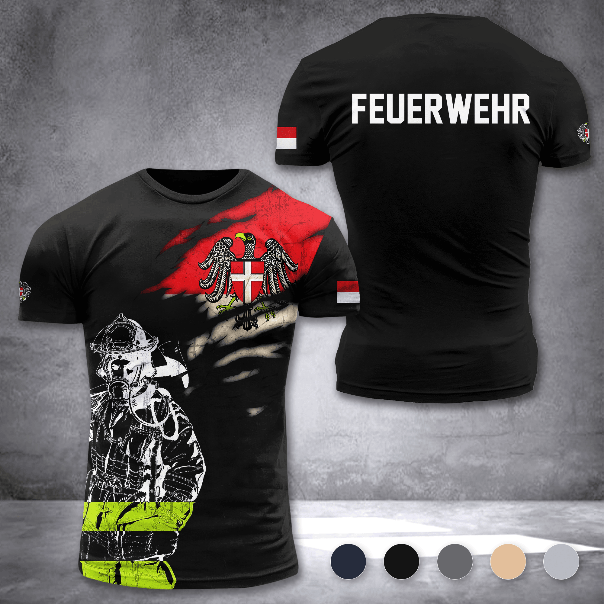 Firefighter Vienna Austria customize T-shirt 3d 297