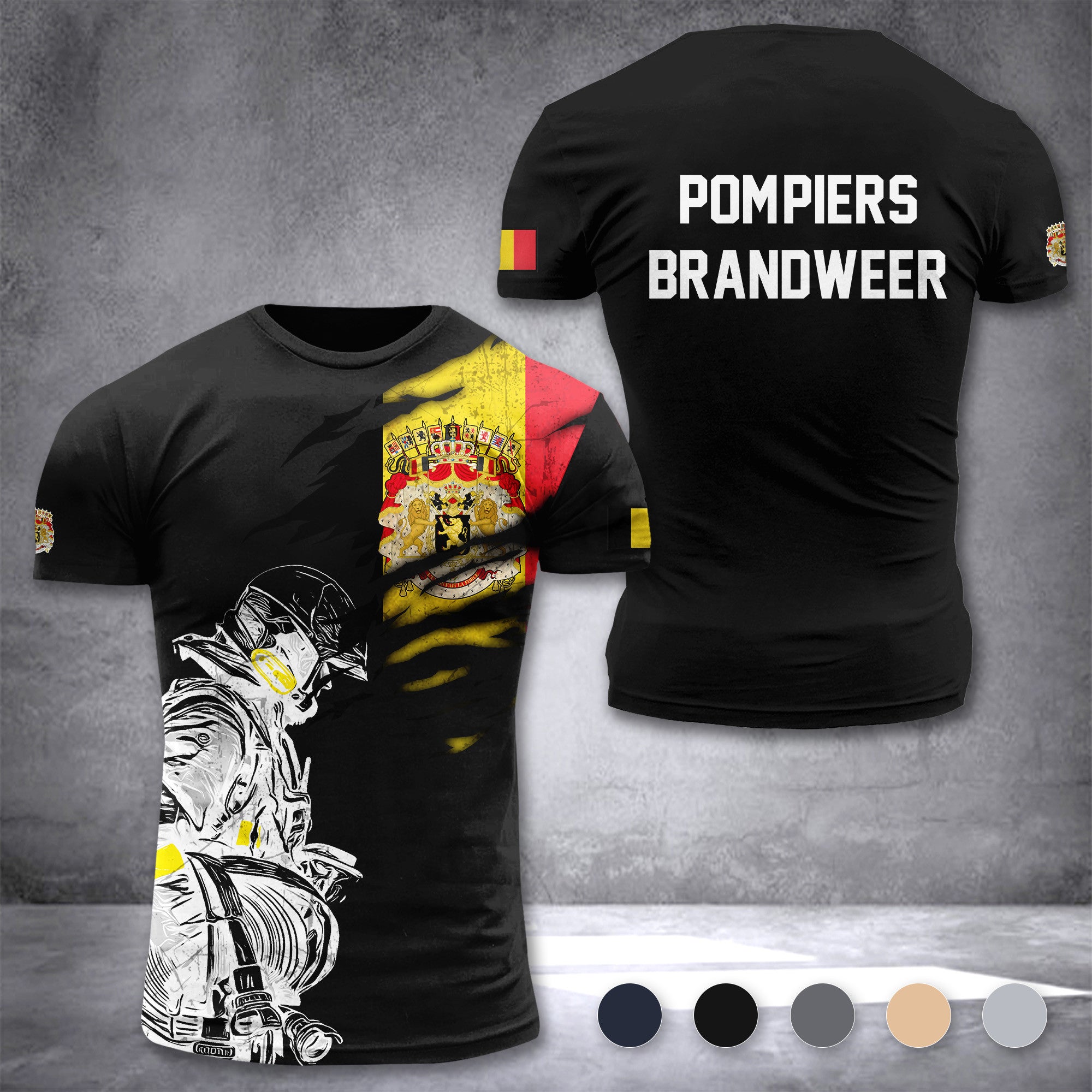Firefighter Belgium customize T-shirt 3d 297