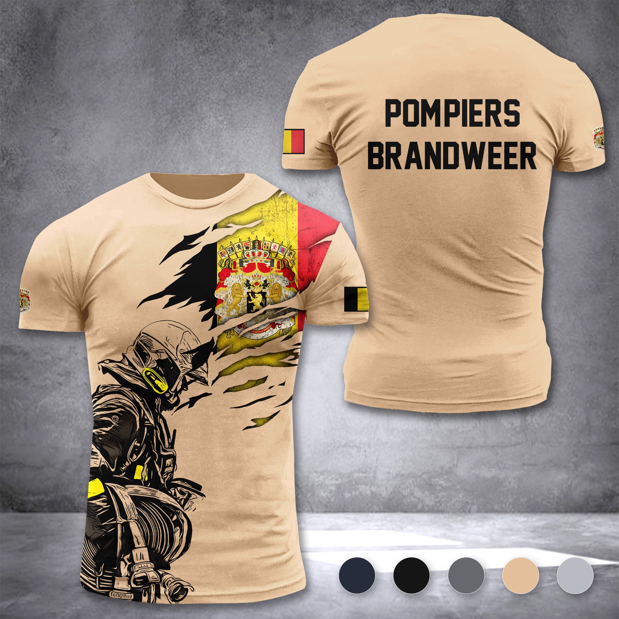 Firefighter Belgium customize T-shirt 3d 297