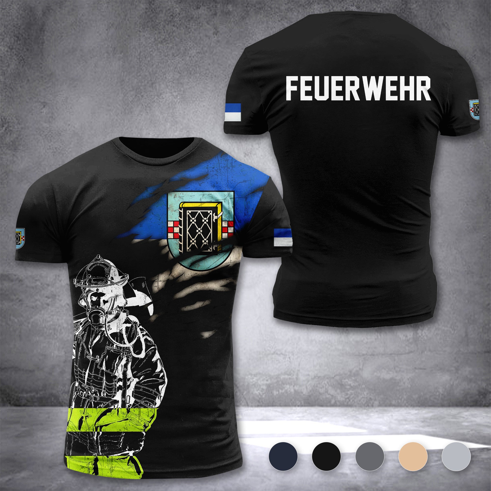 Firefighter Bochum Germany customize T-shirt 3d 297