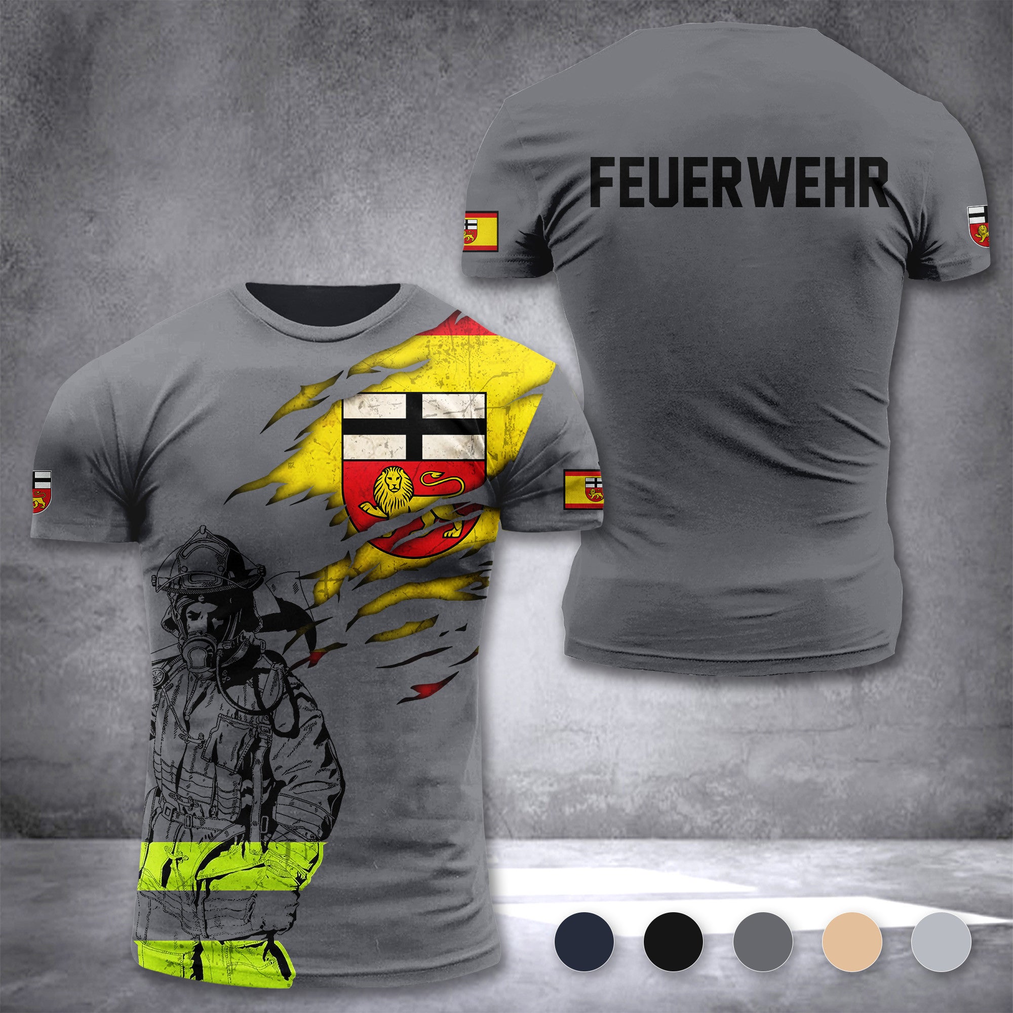 Firefighter Bonn Germany customize T-shirt 3d 297