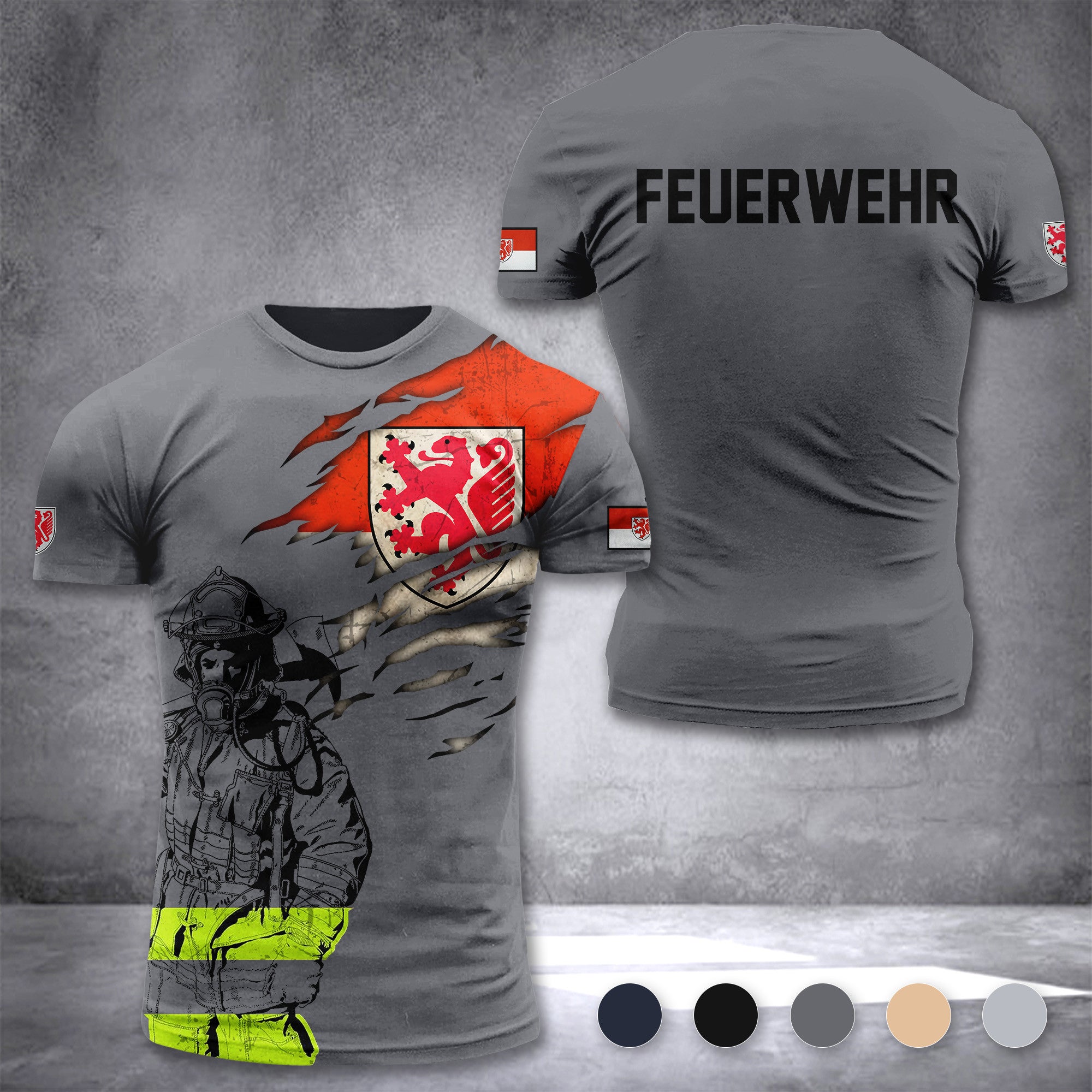 Firefighter Braunschweig Germany customize T-shirt 3d 297