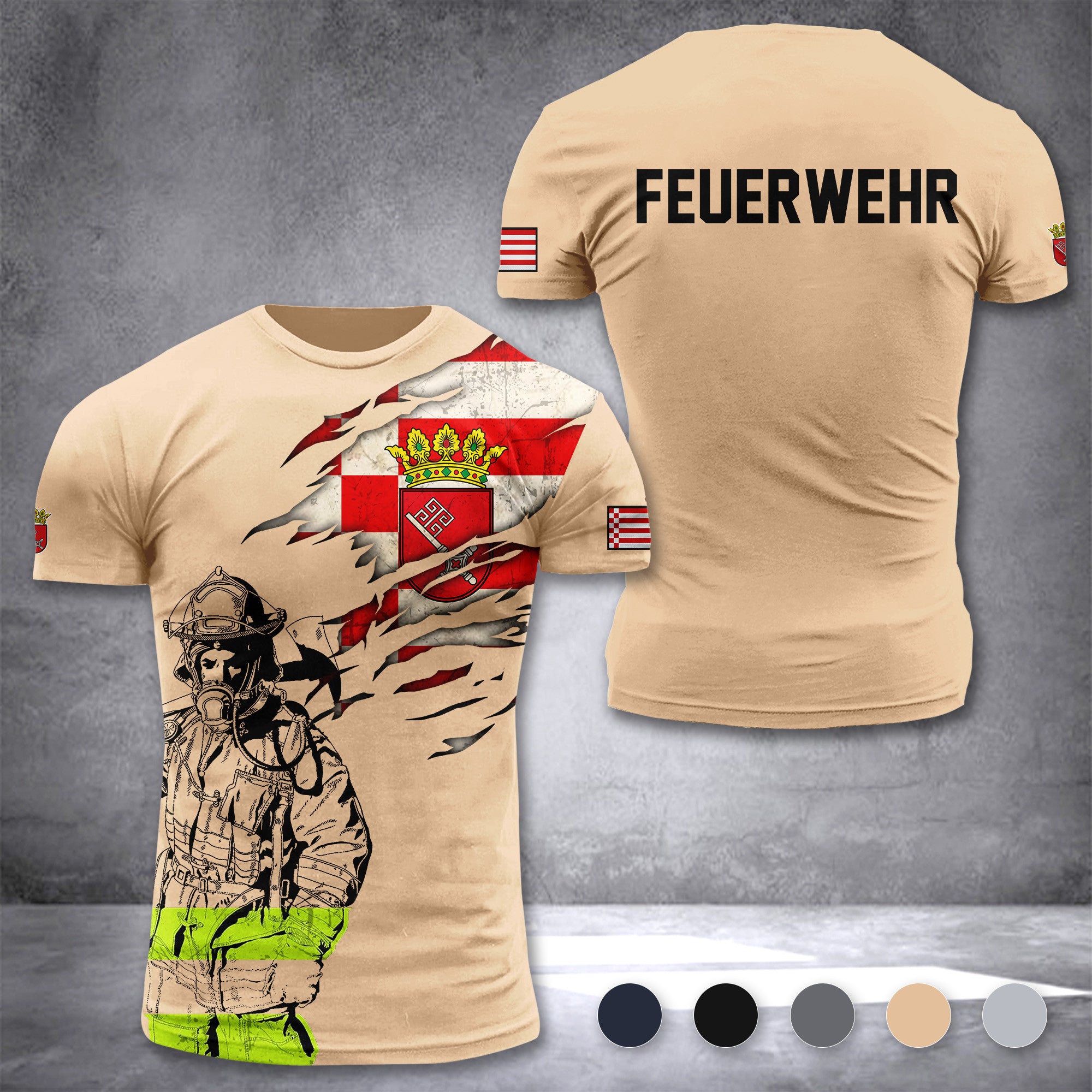 Firefighter Bremen Germany customize T-shirt 3d 297