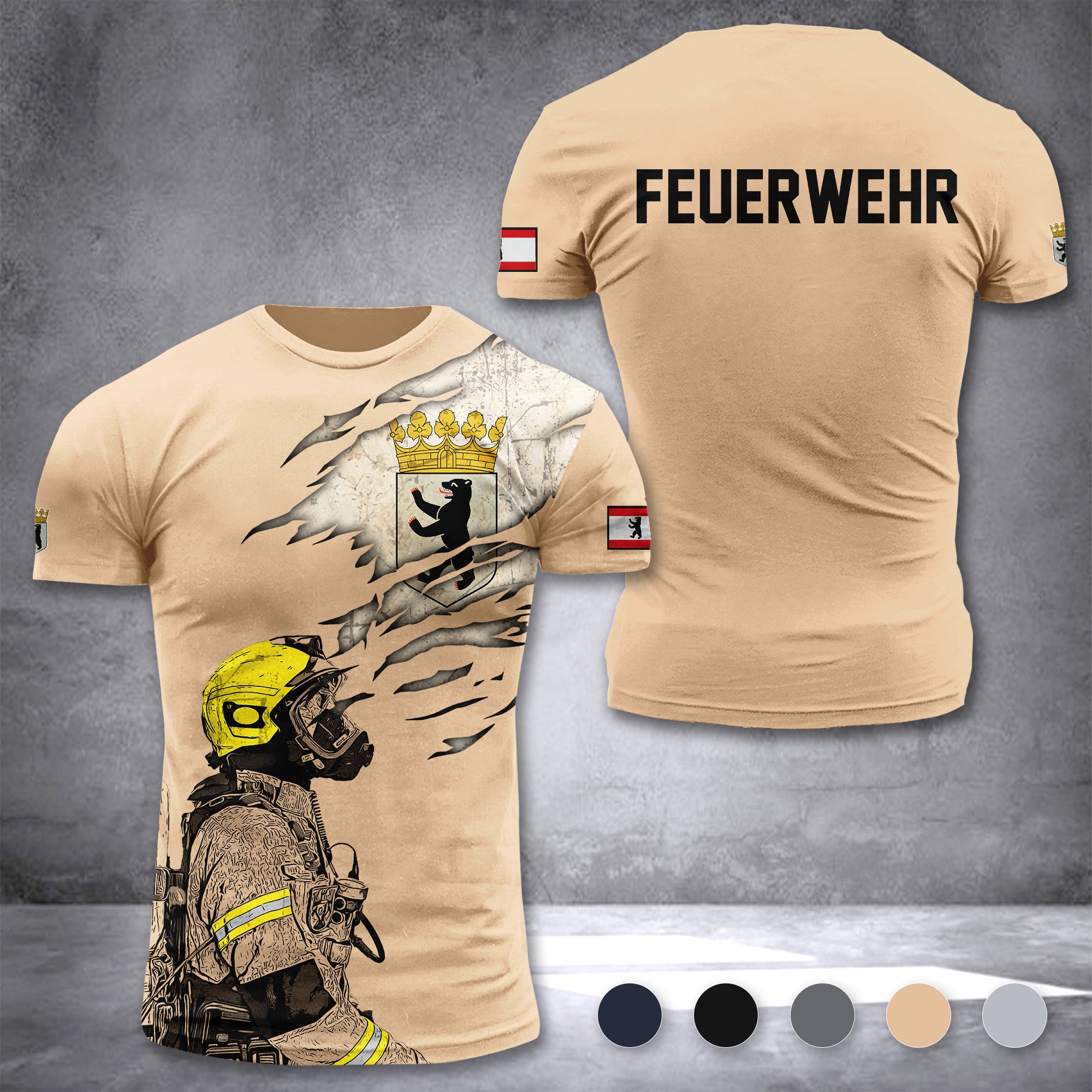 Firefighter Berlin Germany customize T-shirt 3d 168