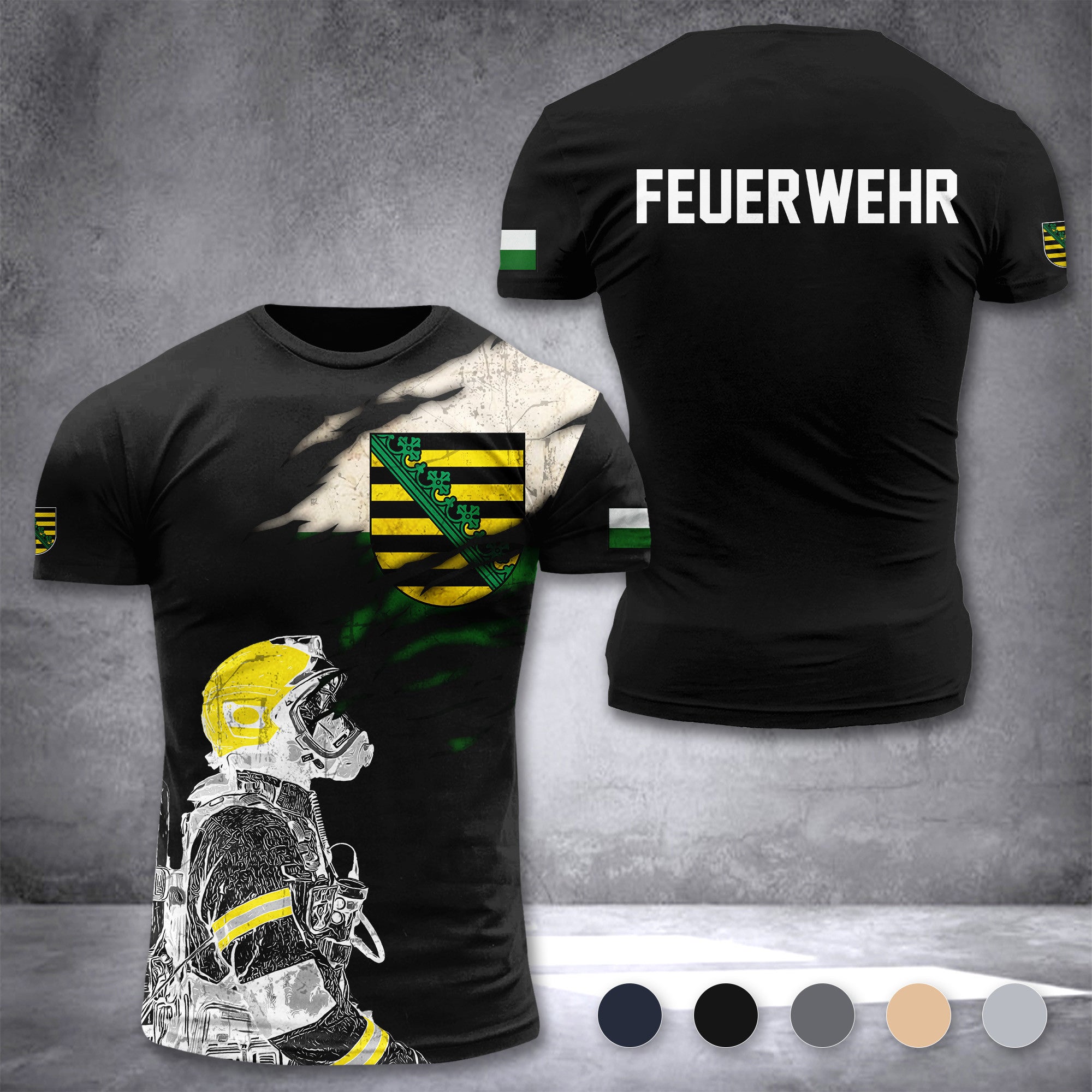 Firefighter Sachsen Germany customize T-shirt 3d 168