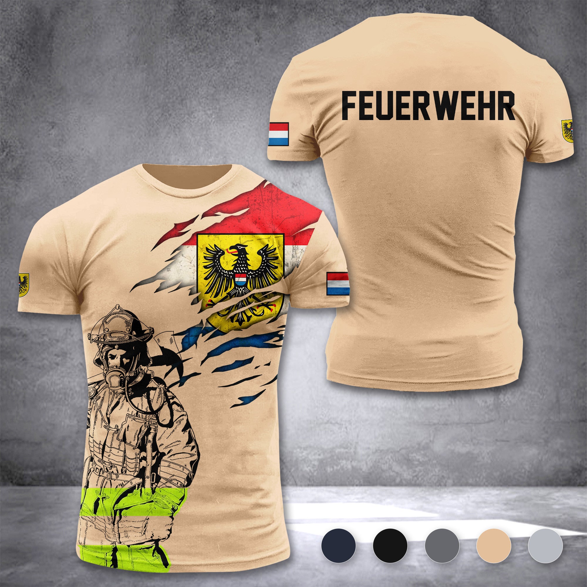 Firefighter Heilbronn Germany customize T-shirt 3d 168