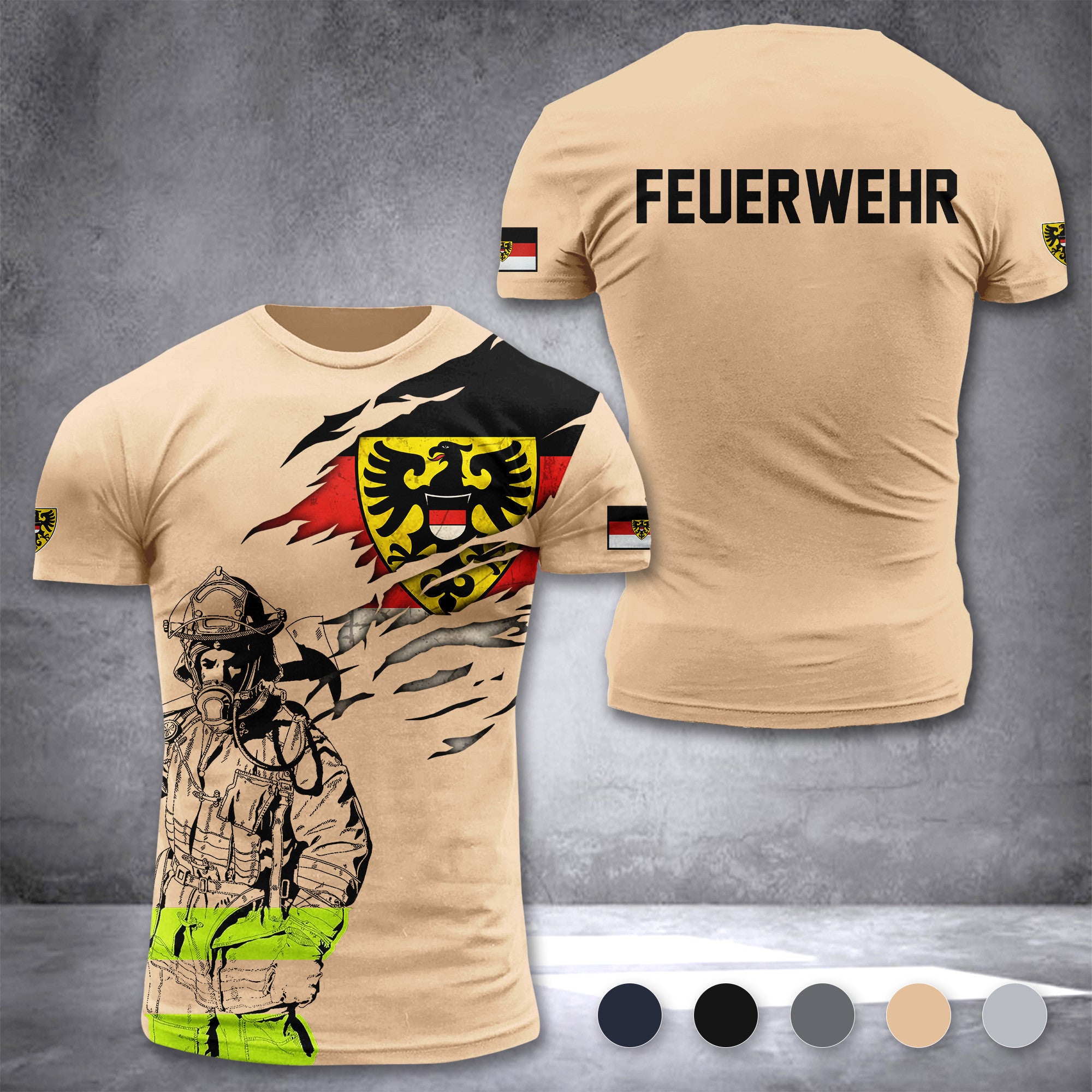 Firefighter Reutlingen Germany customize T-shirt 3d 168