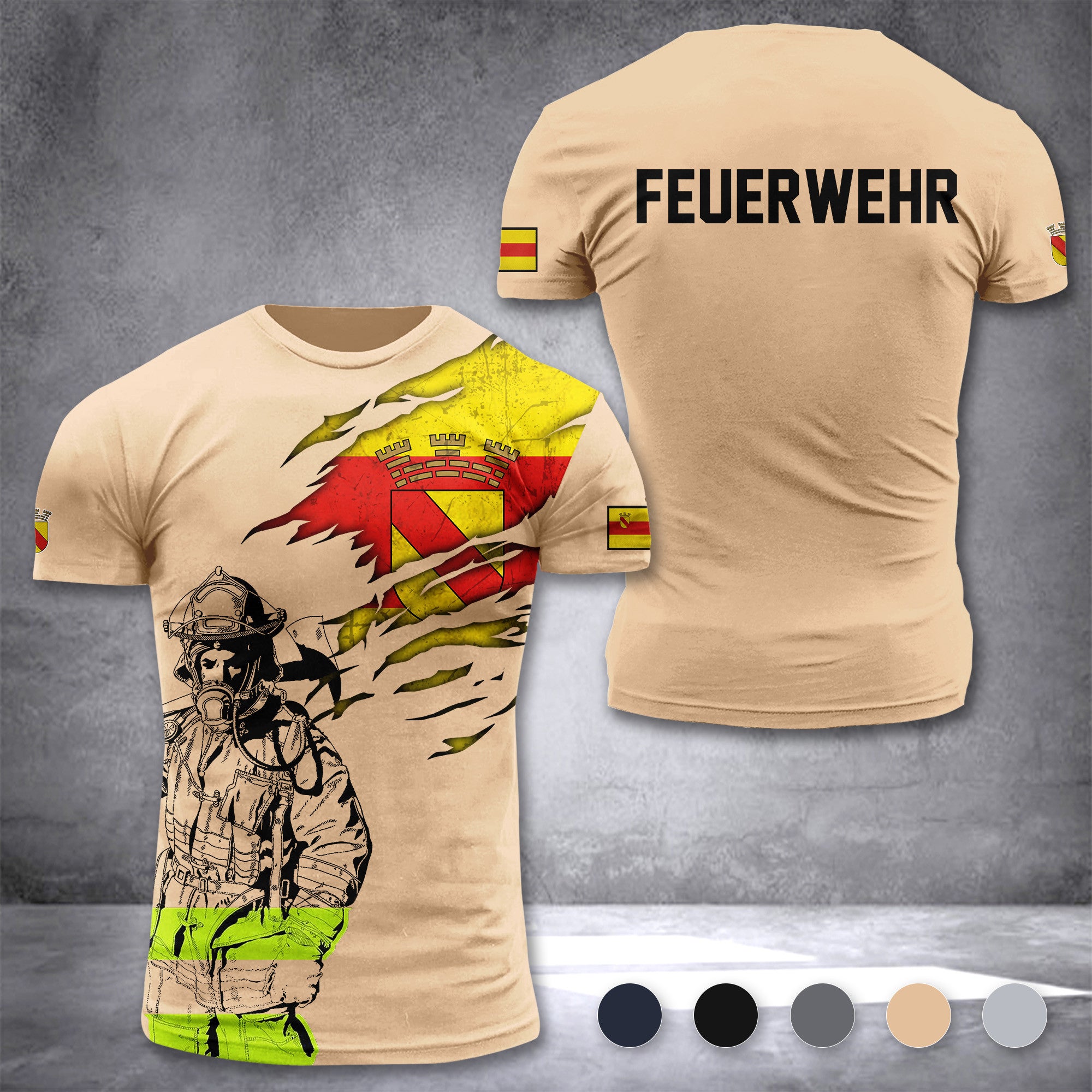 Firefighter Baden-Baden Germany customize T-shirt 3d 168
