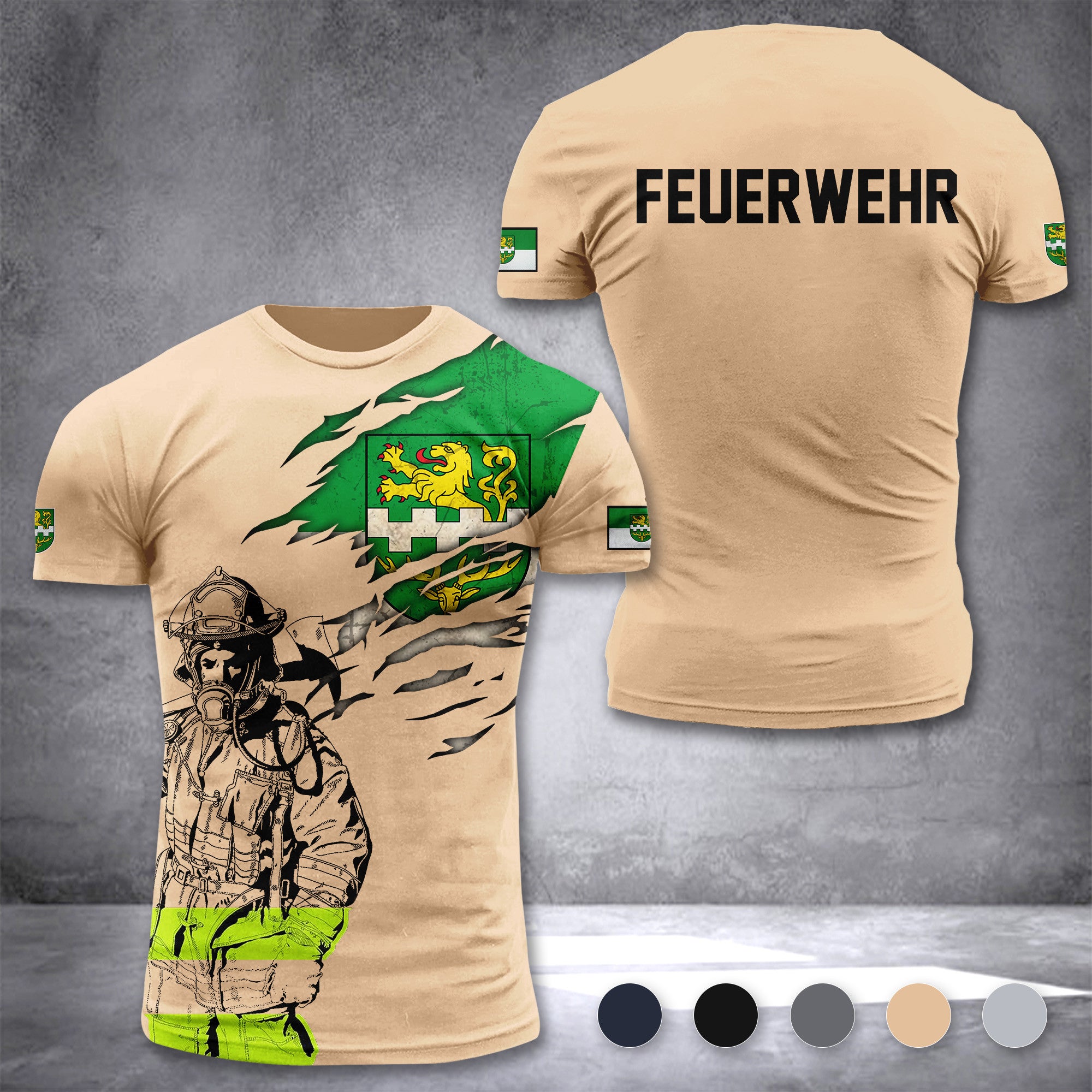 Firefighter Bergisch Gladbach Germany customize T-shirt 3d 168