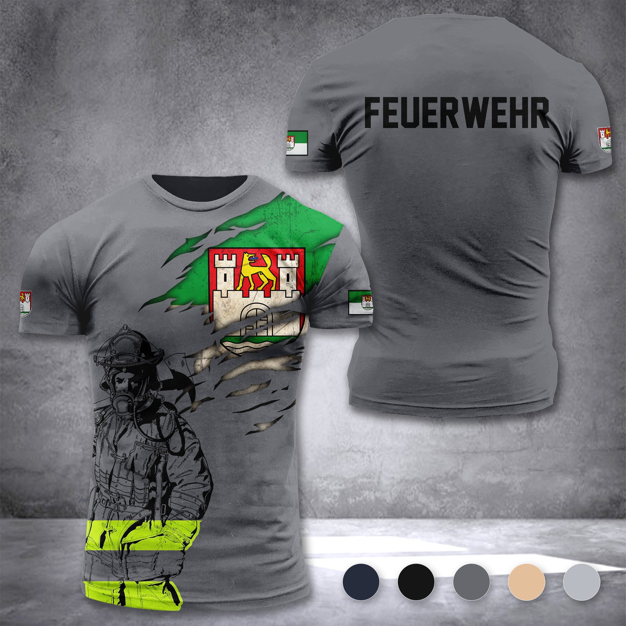 Firefighter Wolfsburg Germany customize T-shirt 3d 168