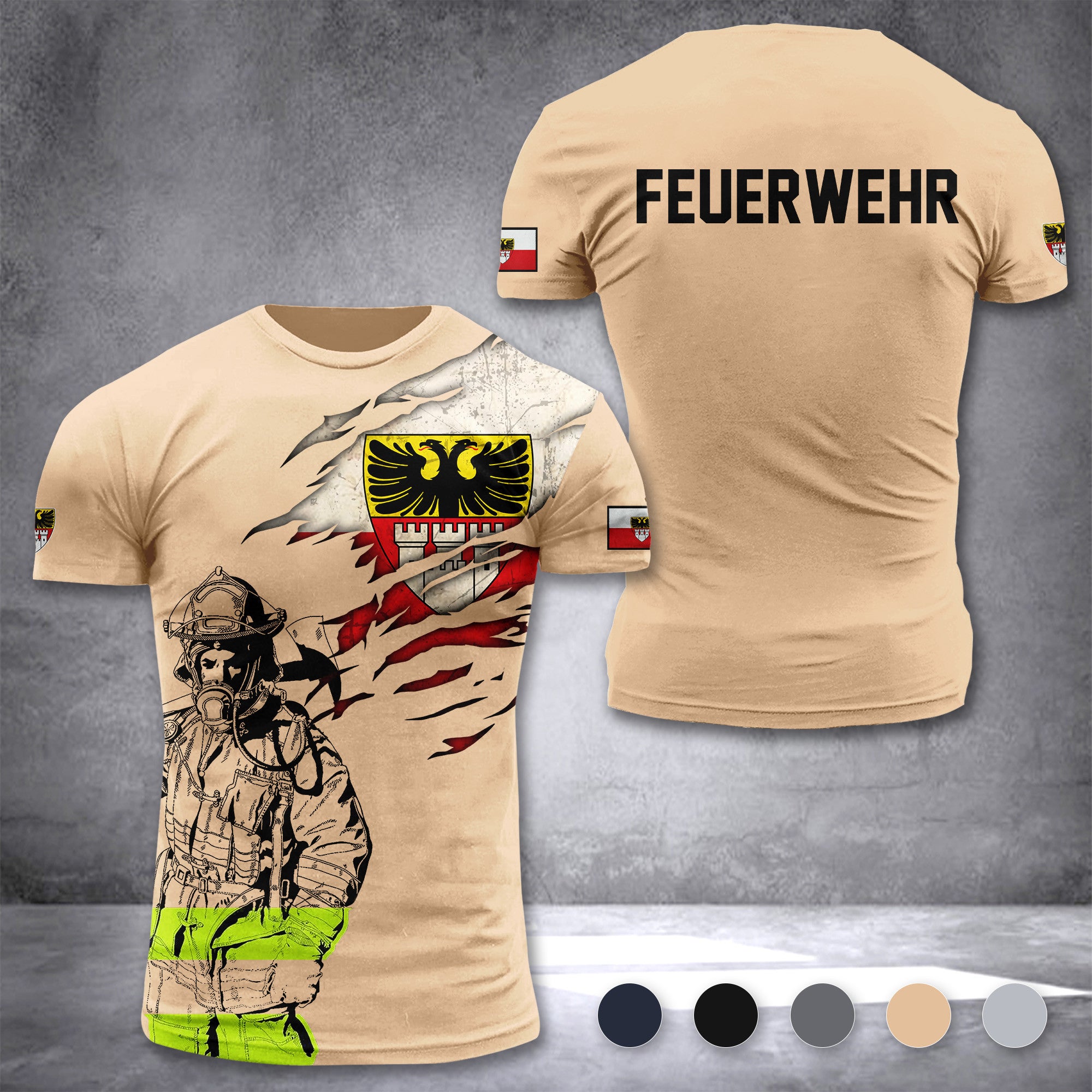 Firefighter Duisburg Germany customize T-shirt 3d 168