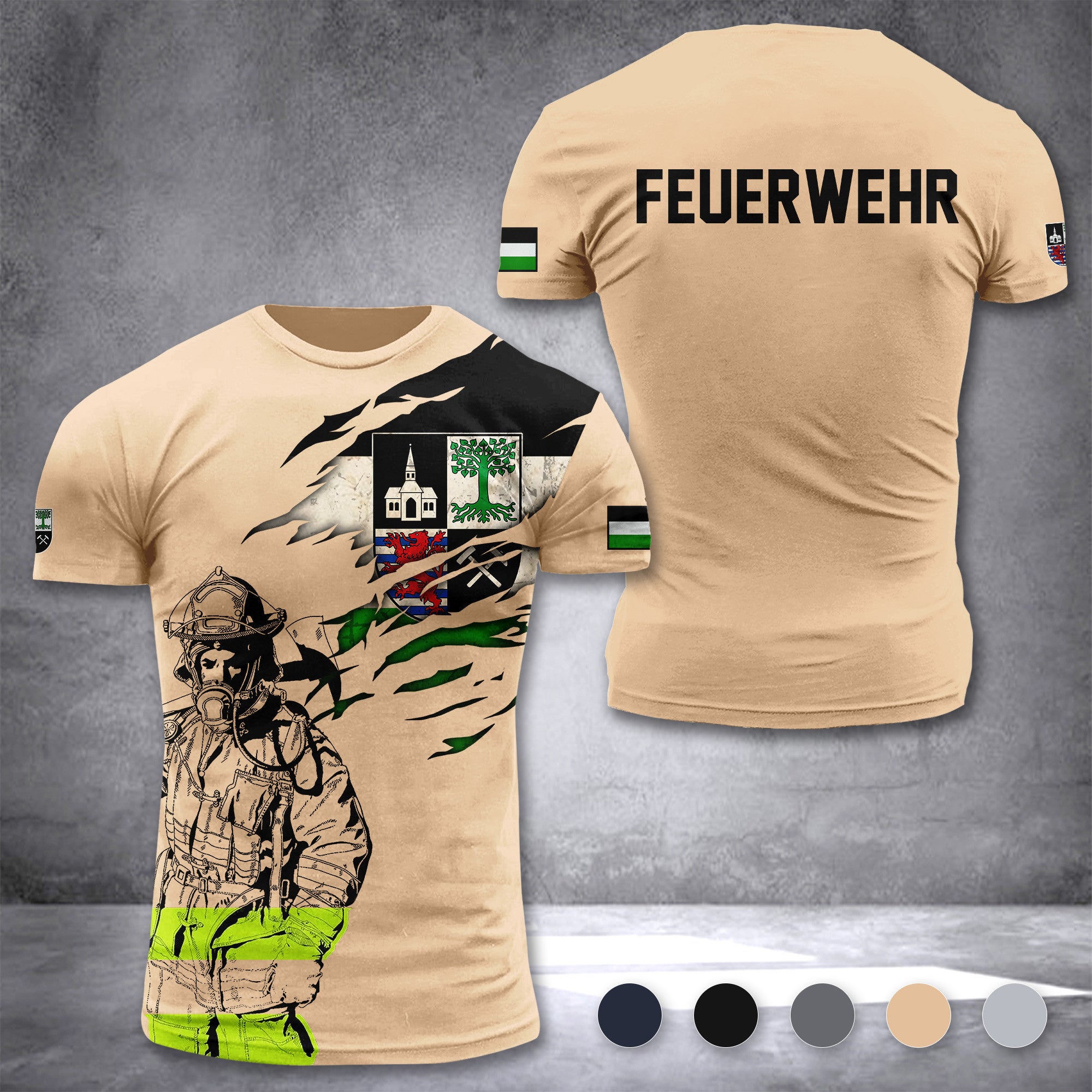 Firefighter Gelsenkirchen Germany customize T-shirt 3d 168