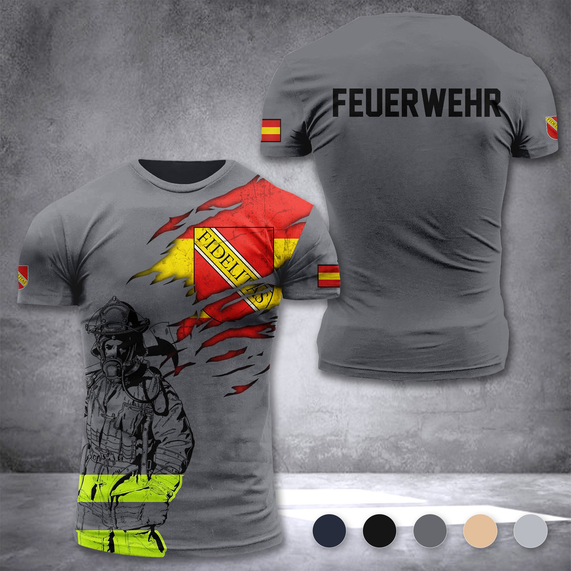 Firefighter Karlsruhe Germany customize T-shirt 3d 168