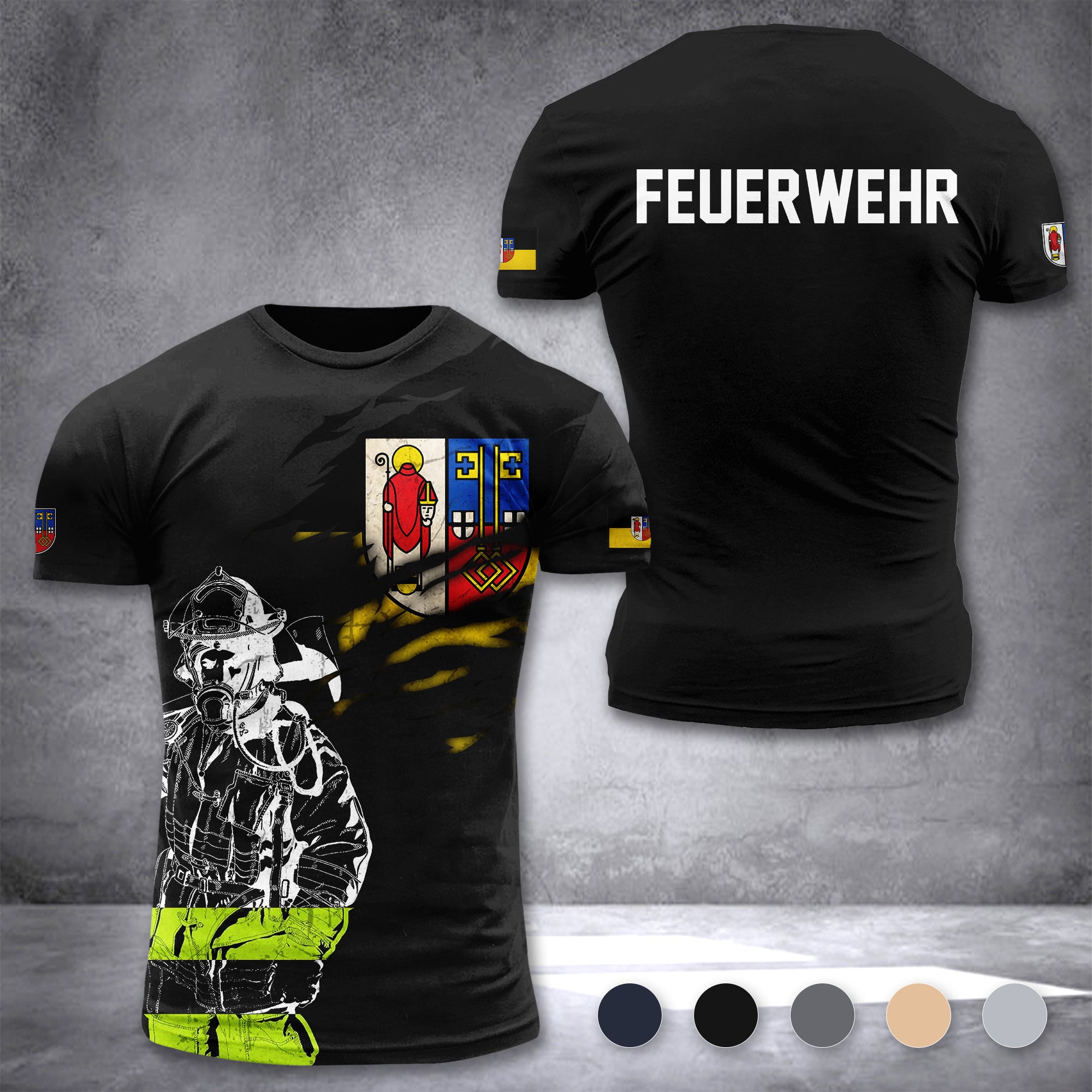 Firefighter Krefeld Germany customize T-shirt 3d 168