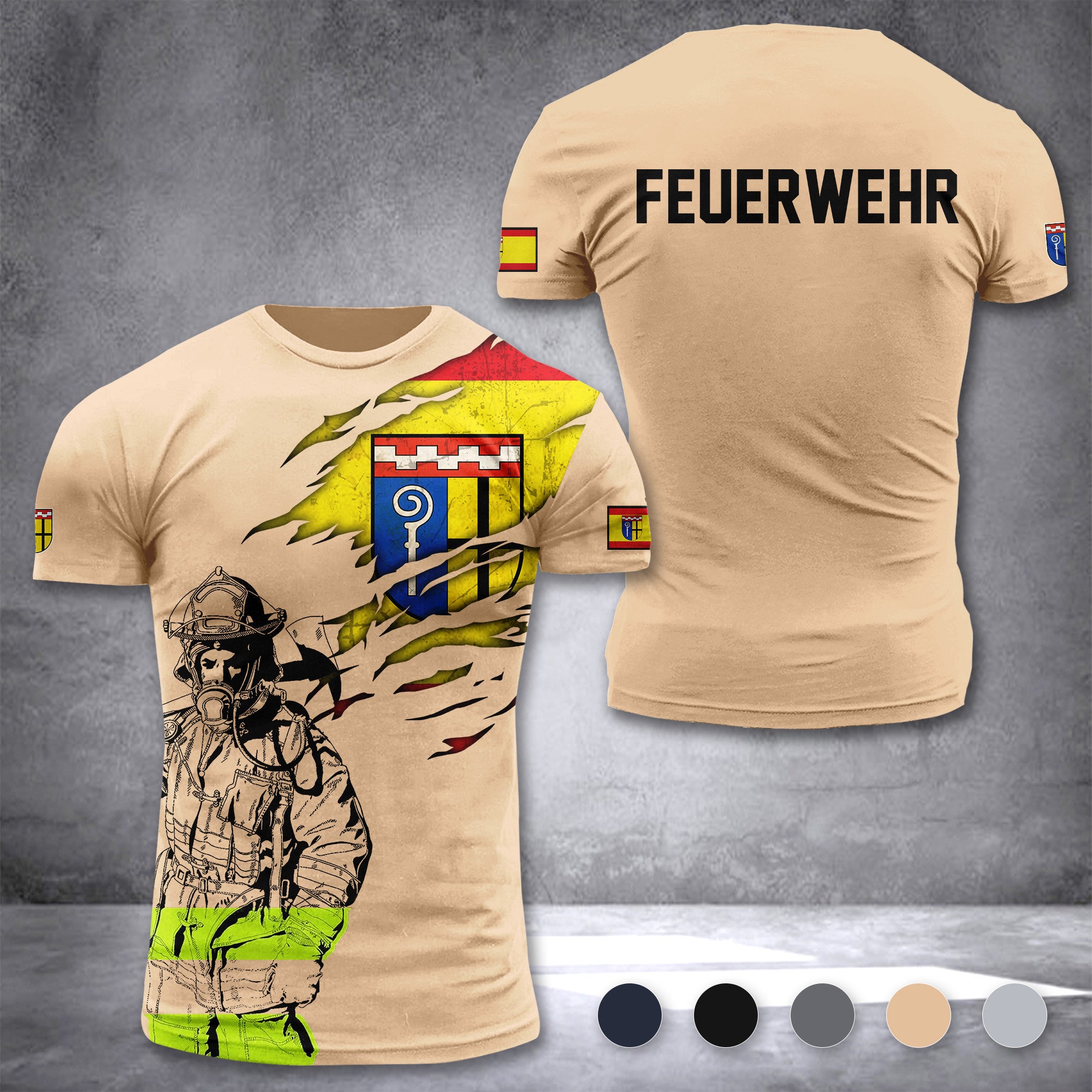 Firefighter Mönchengladbach Germany customize T-shirt 3d 168