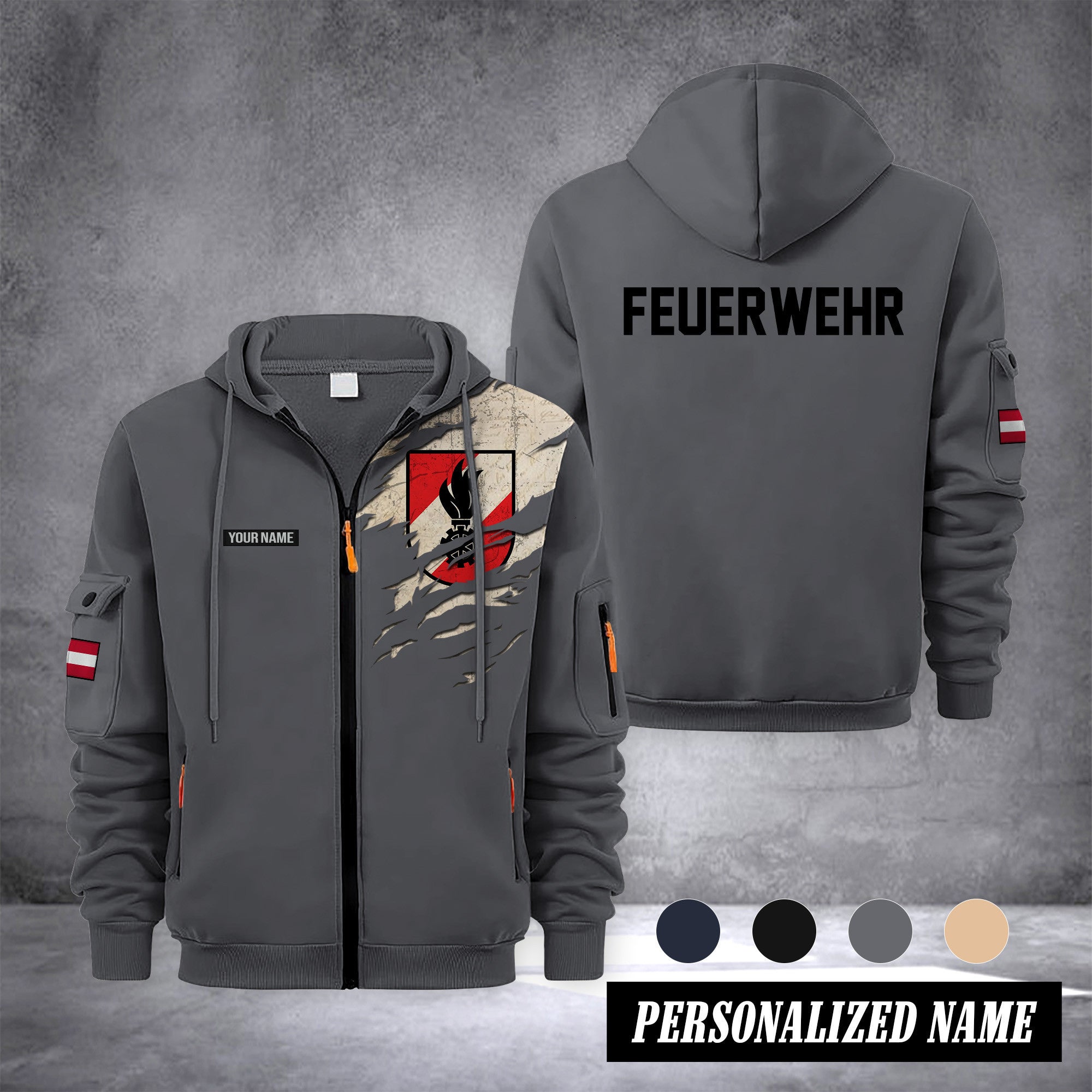 Firefighter Austria customize Zipper cardigan jacket 0909