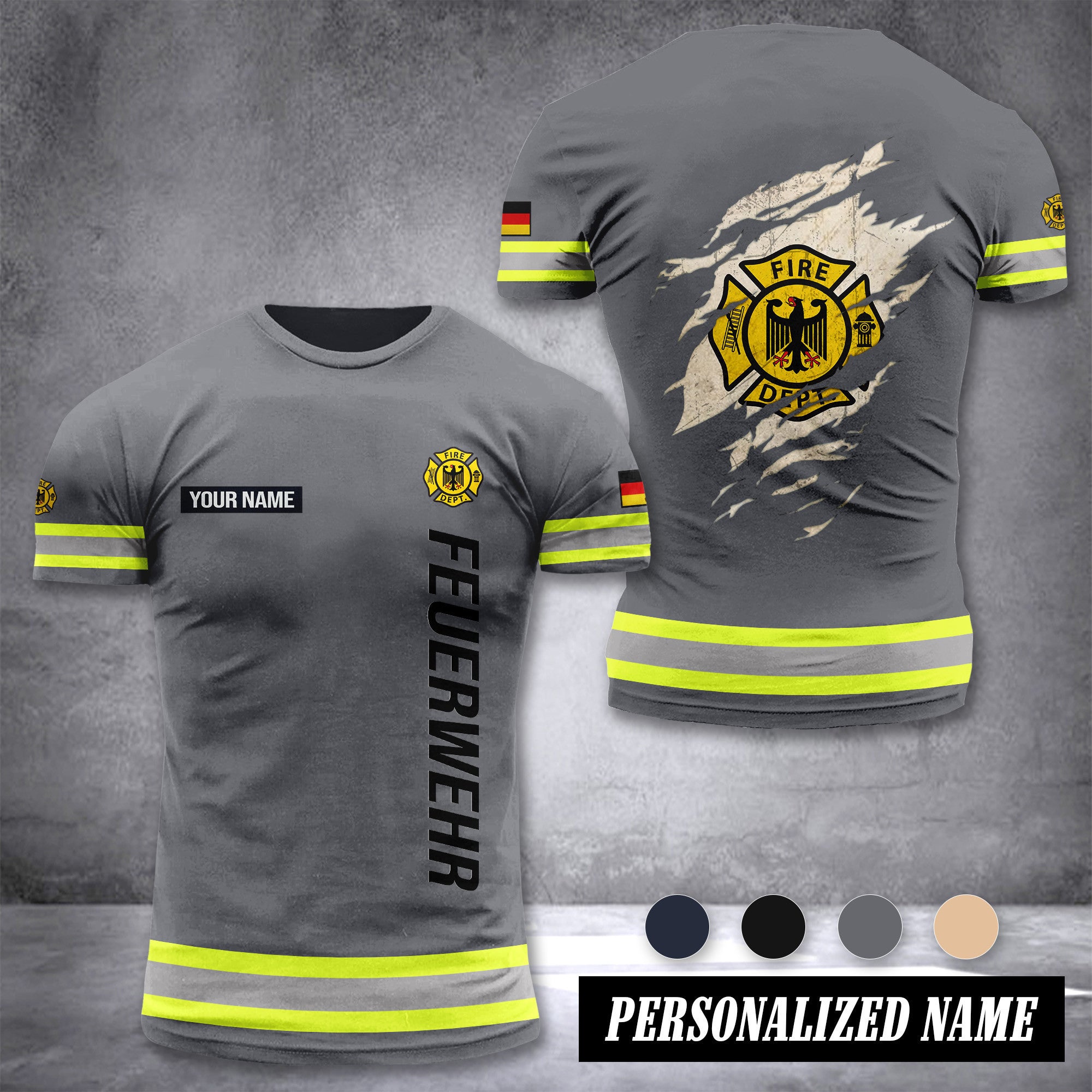 Firefighter Germany customize T-shirt 3d 139