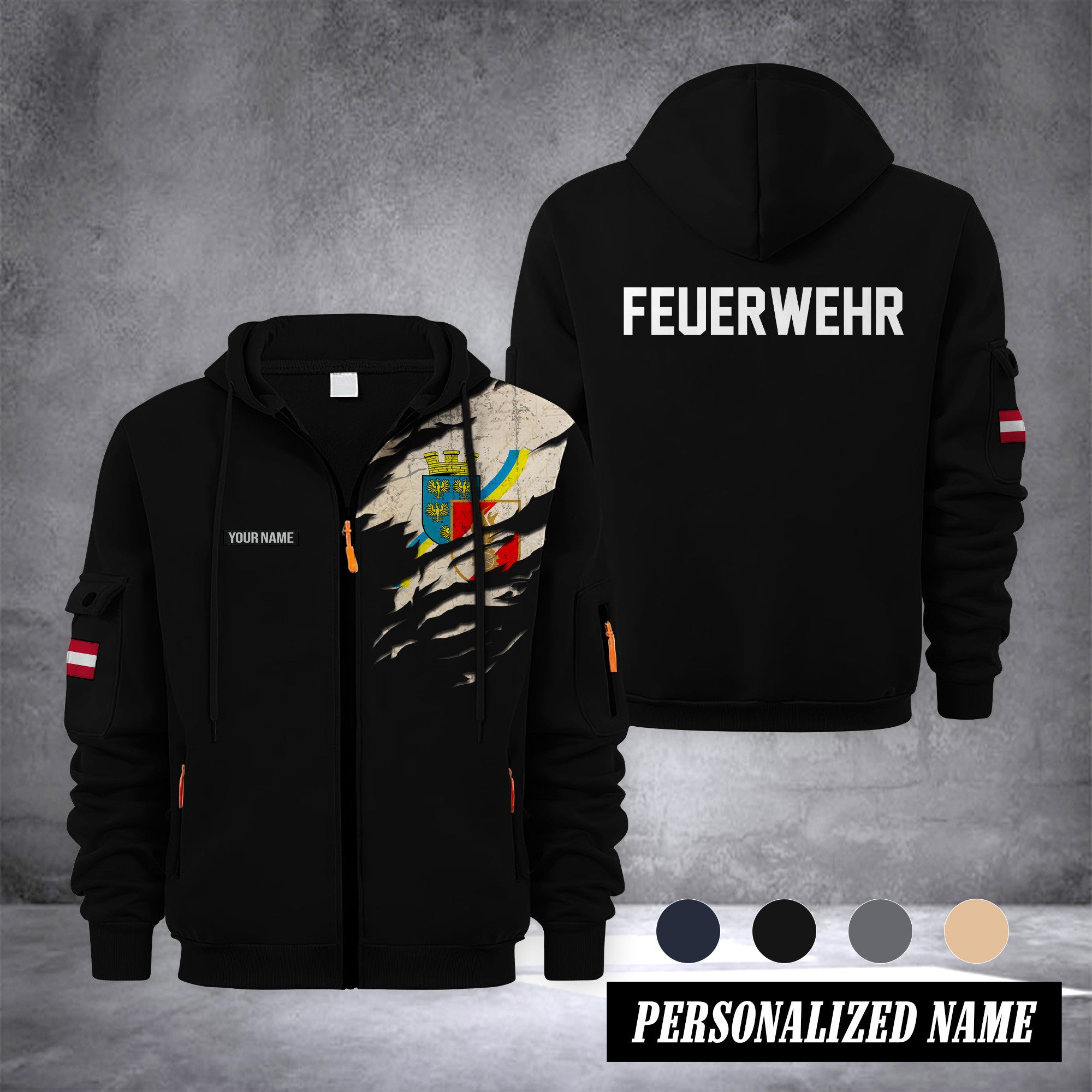 Firefighter Lower Austria customize Zipper cardigan jacket 0909