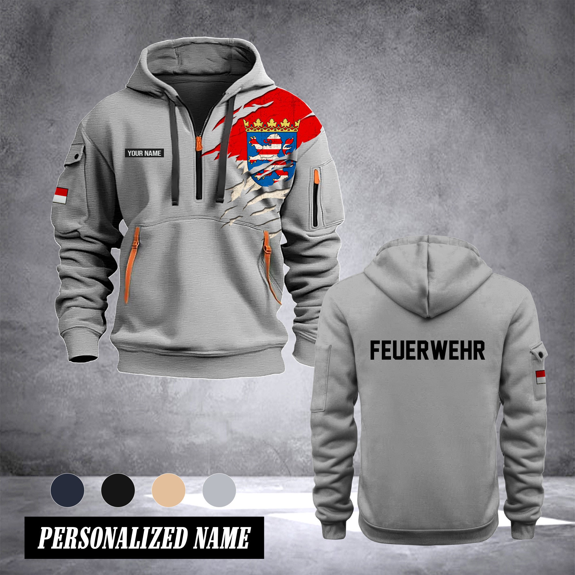 Firefighter Hessen Germany customize Hoodie Half Zipper 0909