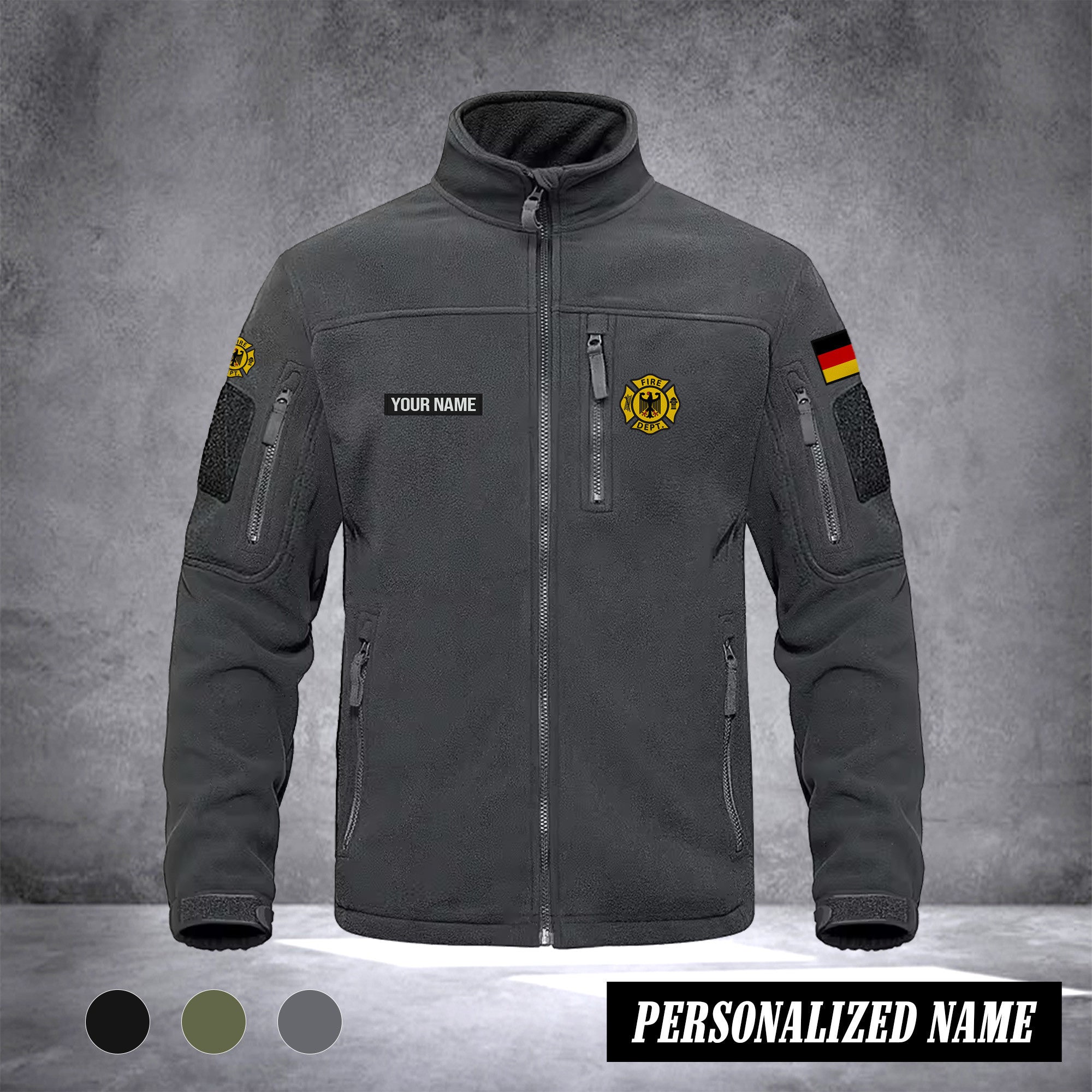 Firefighter Fleecejacke – Warme Thermojacke für Damen & Herren, Arbeitsjacke mit Zipper-Taschen, Ideal für Wandern, Training & Outdoor