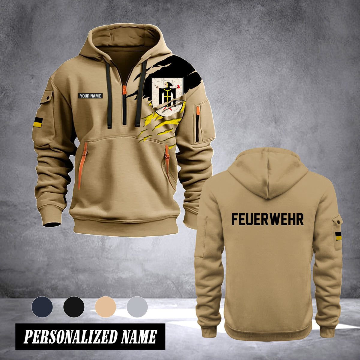 Firefighter Munich Germany customize Hoodie Half Zipper 0909
