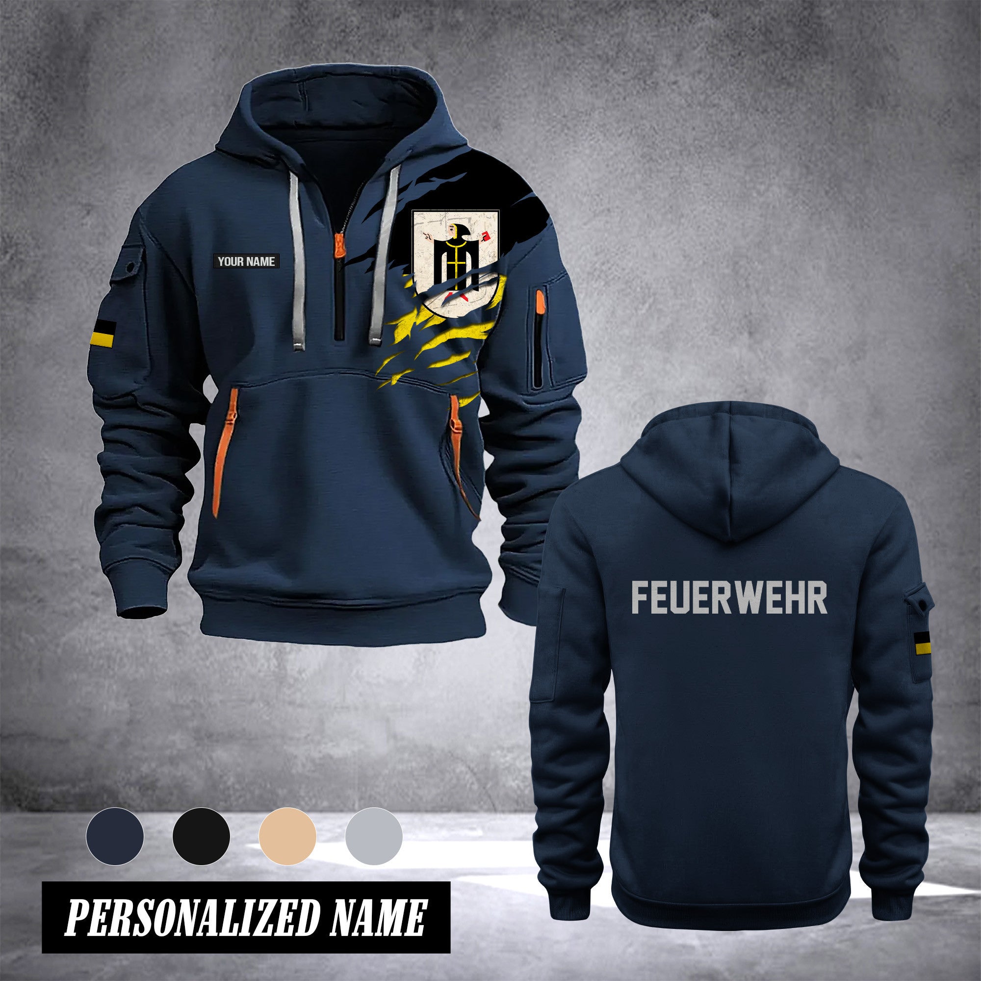 Firefighter Munich Germany customize Hoodie Half Zipper 0909