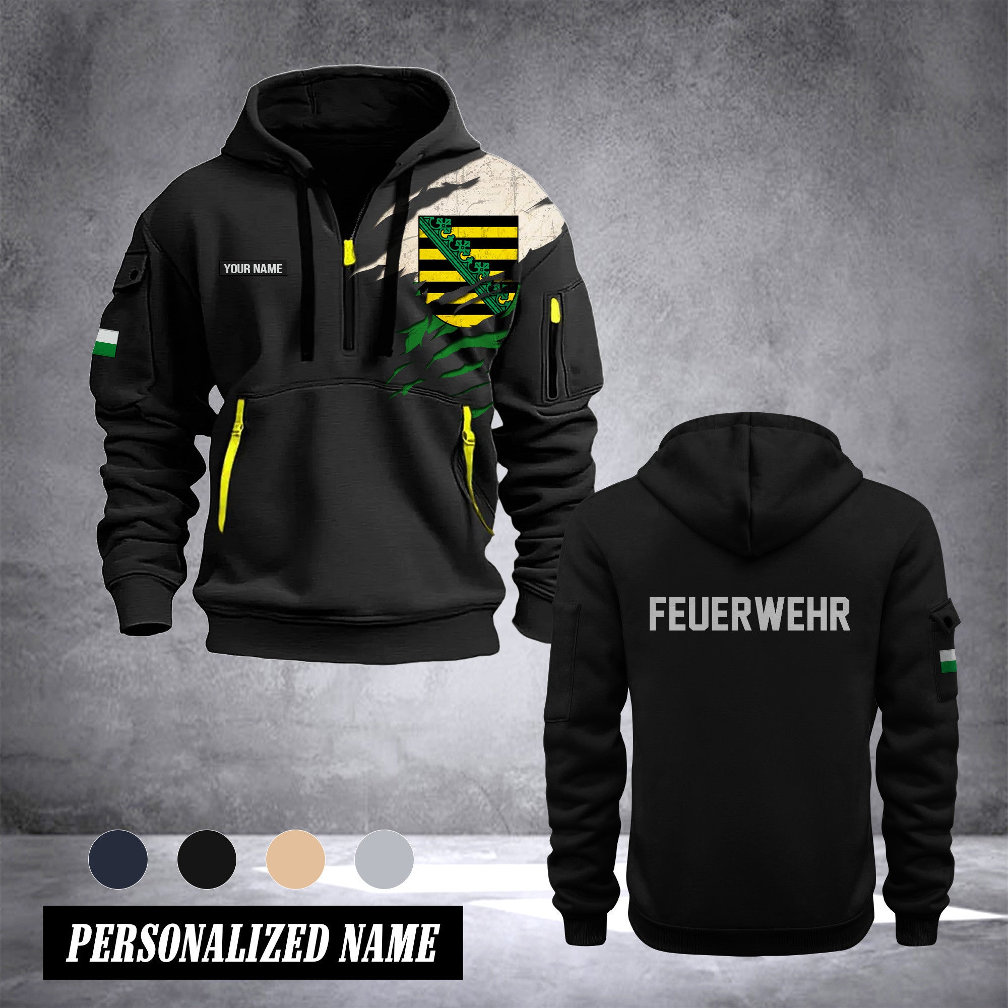 Firefighter Sachsen Germany customize Hoodie Half Zipper 0909
