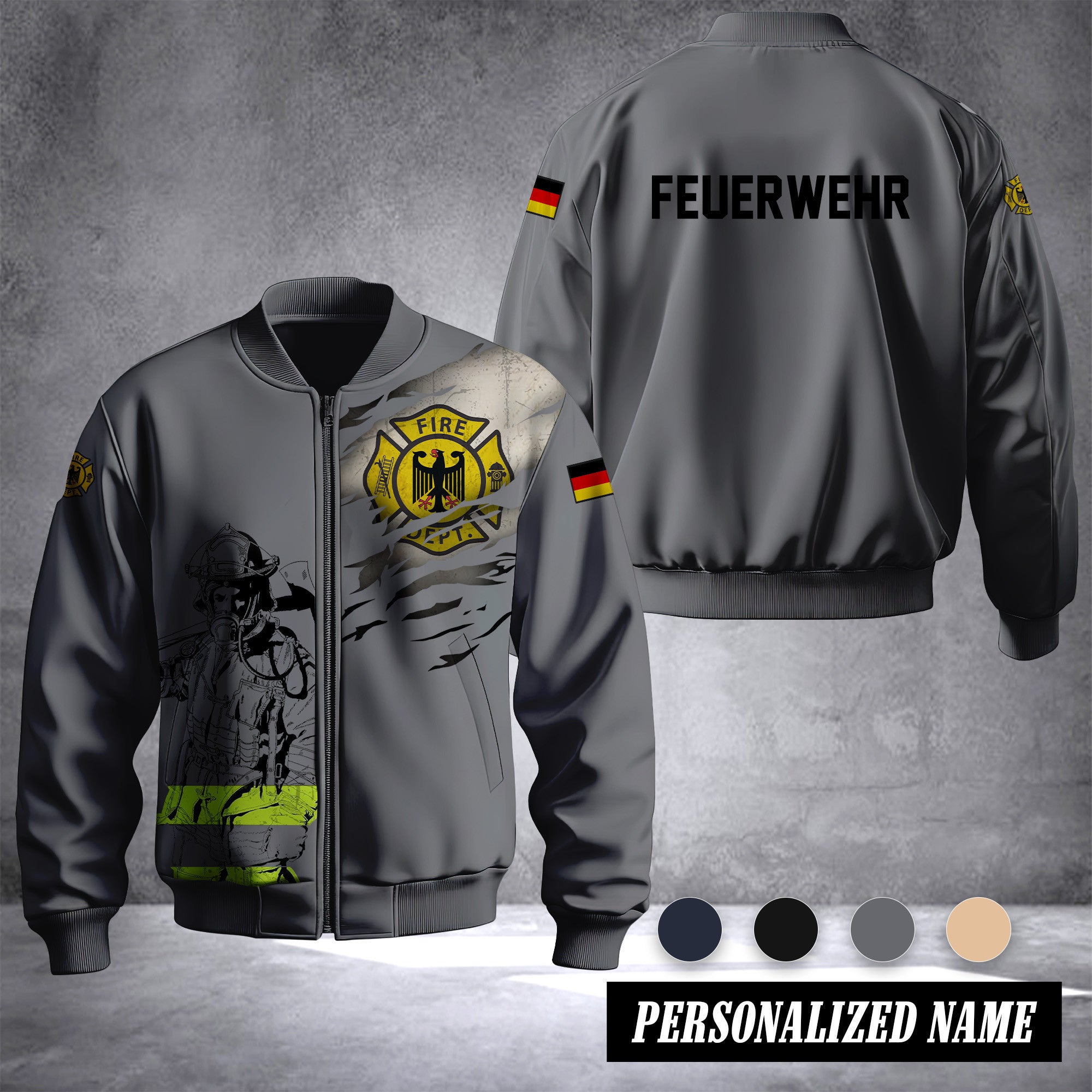 Firefighter Germany Unisex Baseball Bomber Jackets 3d Print