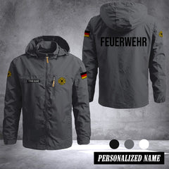Firefighter Germany Outdoor Windbreaker Herren – Taktische Kapuzenjacke, Wasserdicht, Atmungsaktiv, Leicht, Feld- & Kletterjacke
