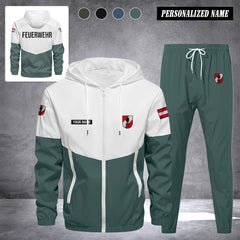 Firefighter Austria Herren Trainingsanzug 2025 – Freizeit Jogginganzug mit Kapuze, Sportjacke & Hose, 2-teiliges Running Set