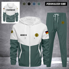 Firefighter Germany Herren Trainingsanzug 2025 – Freizeit Jogginganzug mit Kapuze, Sportjacke & Hose, 2-teiliges Running Set