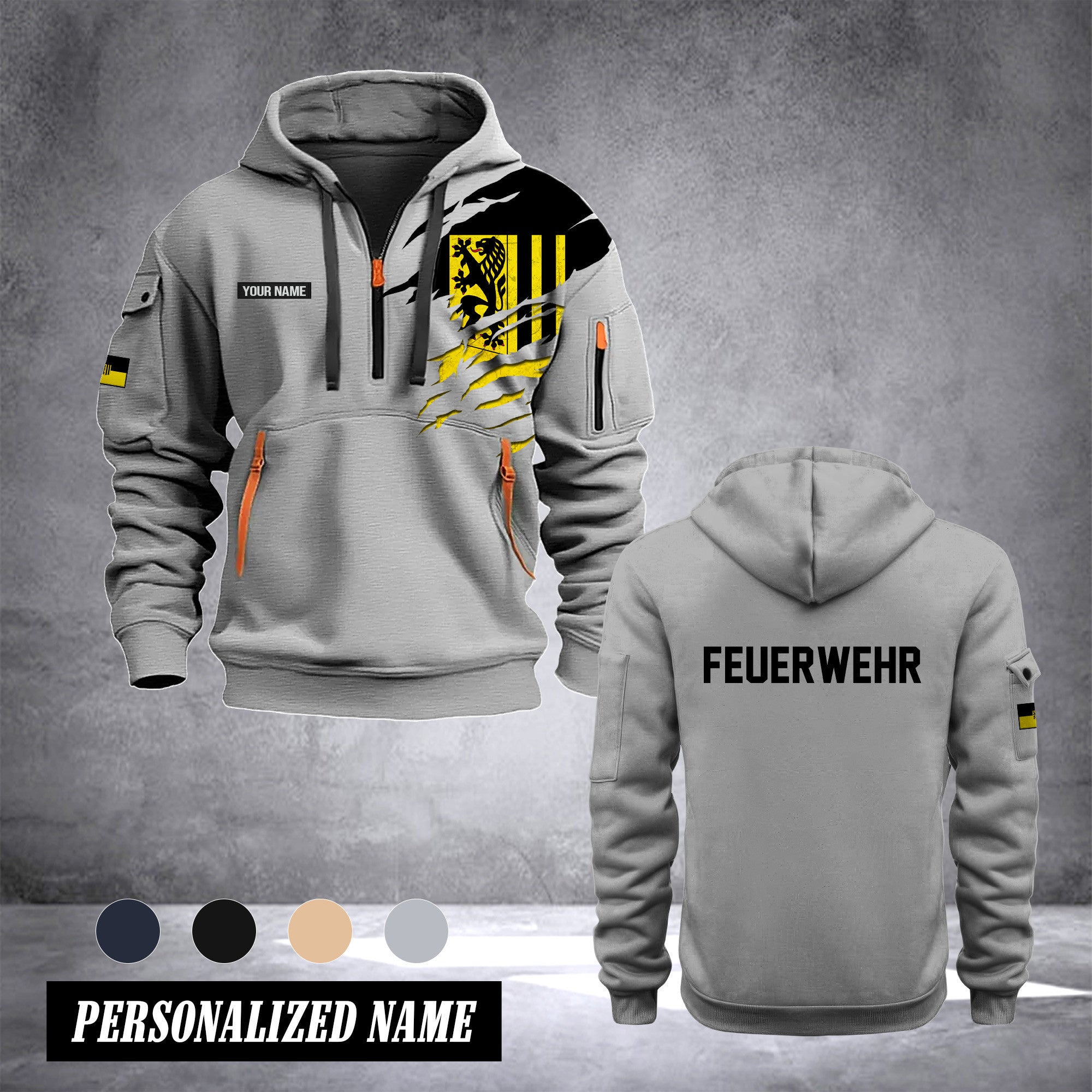Firefighter Dresden Germany customize Hoodie Half Zipper 0909
