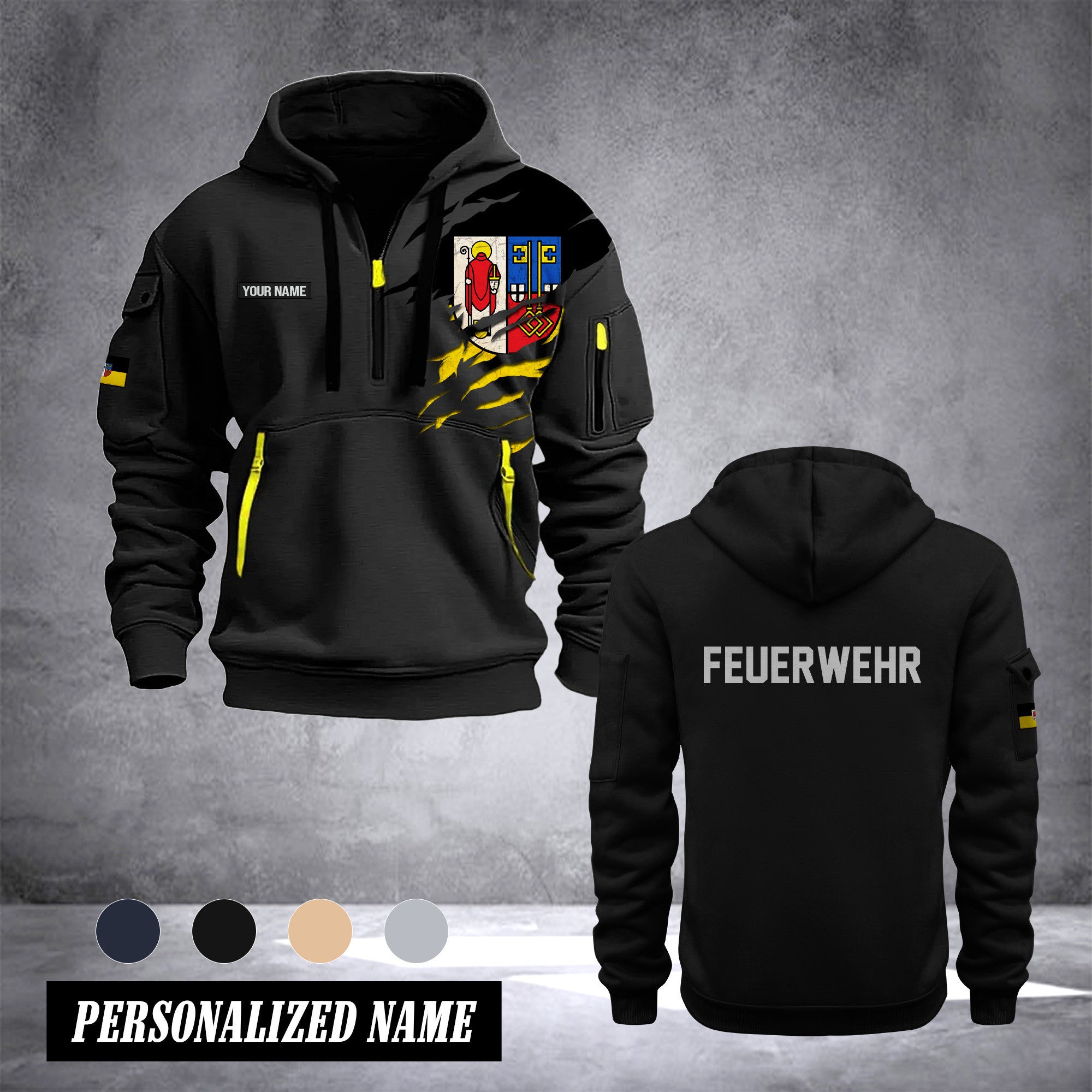 Firefighter Krefeld Germany customize Hoodie Half Zipper 0909