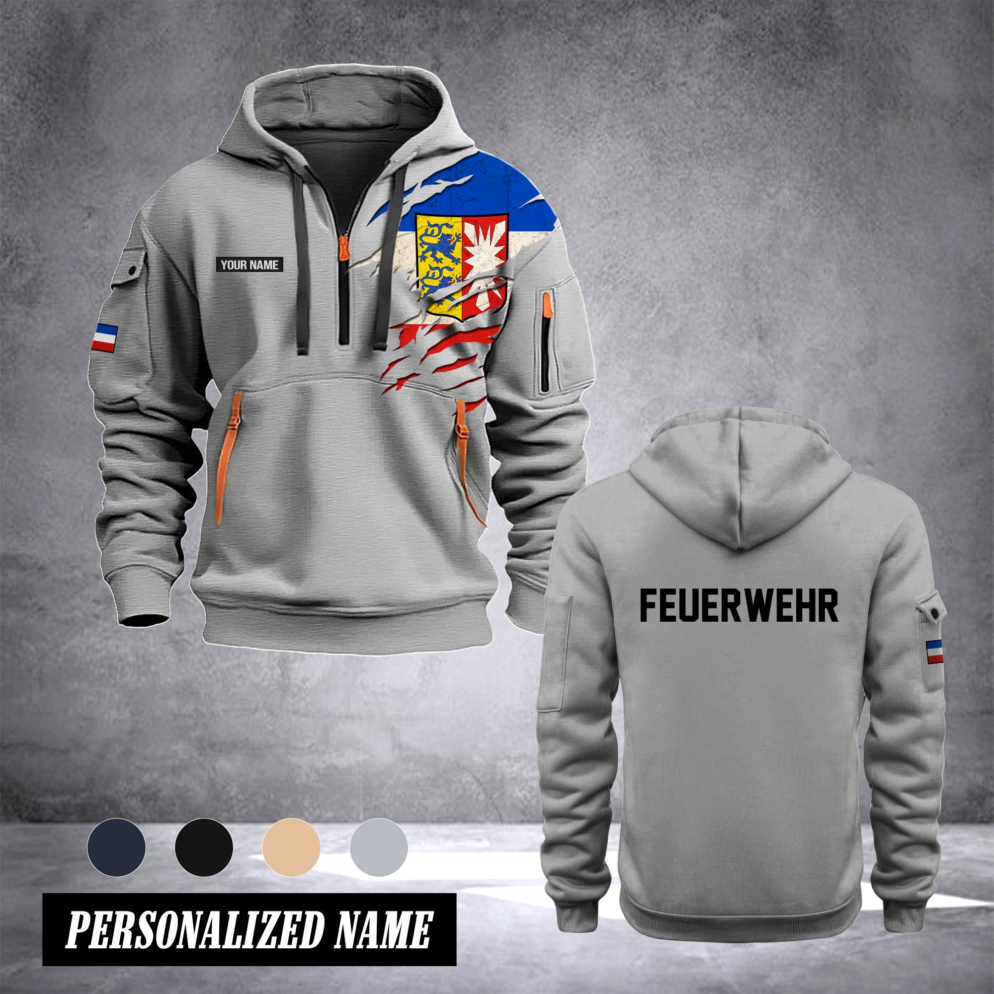 Firefighter Schleswig Holstein Germany customize Hoodie Half Zipper 0909