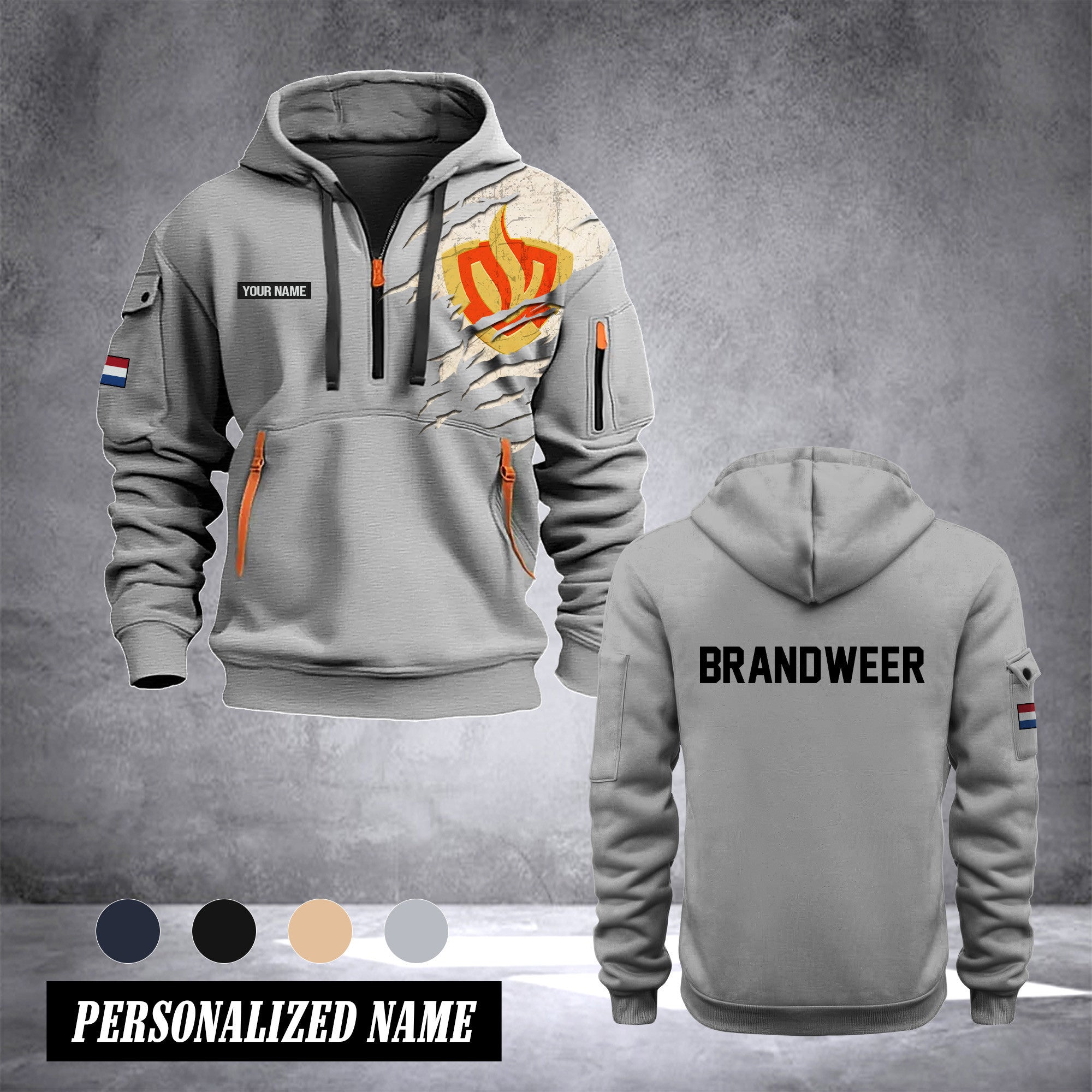 Brandweer customize Hoodie Half Zipper 0909